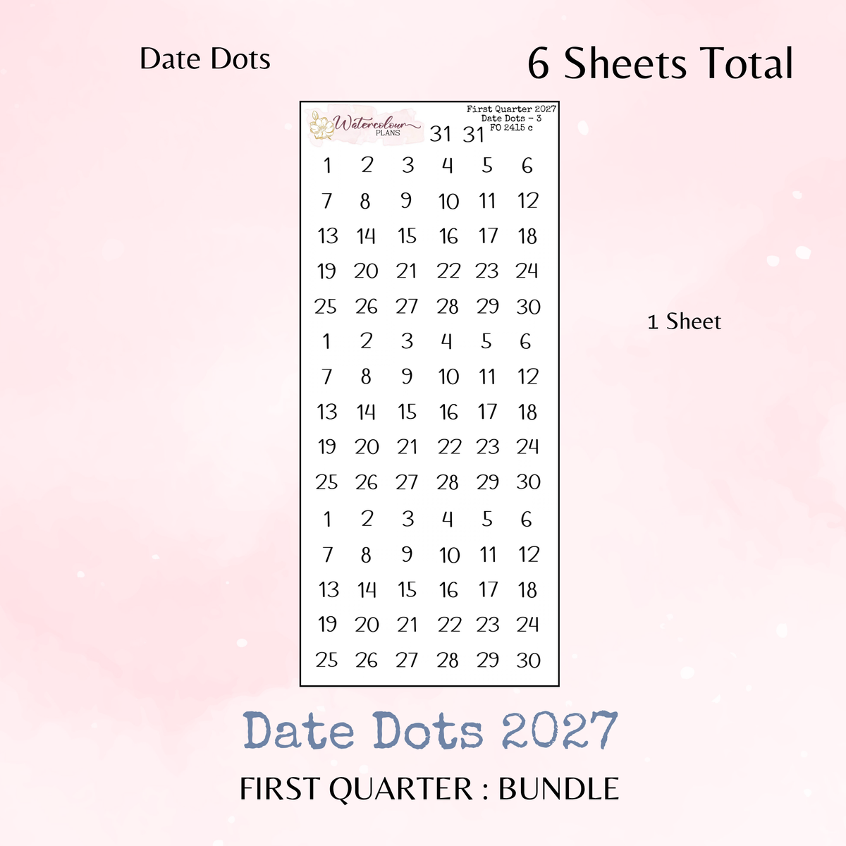 First Quarter Bundle - 2027 - Script Stickers - Days Weeks Months - Stationery
