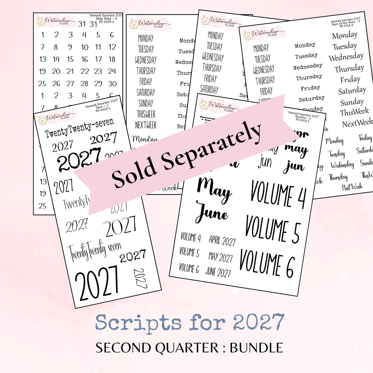 First Quarter Bundle - 2027 - Script Stickers - Days Weeks Months - Stationery