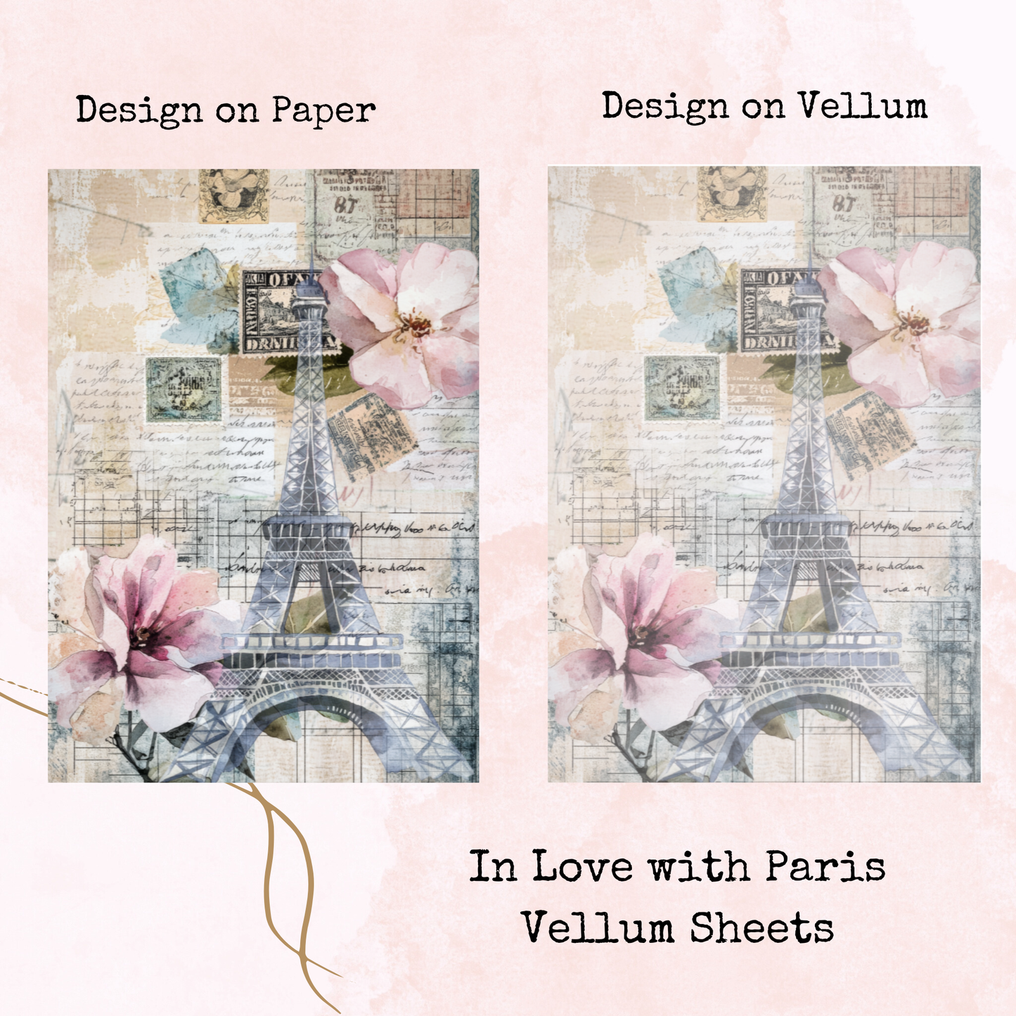 In Love with Paris - Printed Vellum - Stationery - Watercolour