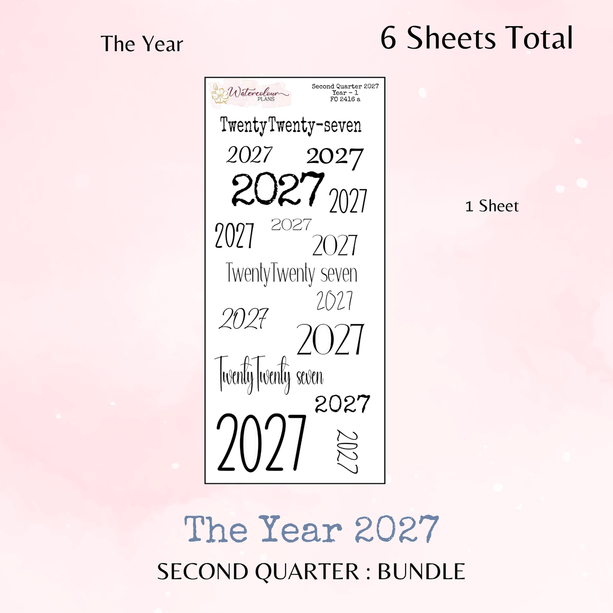 Second Quarter Bundle - 2027 - Script Stickers - Days Weeks Months - Stationery
