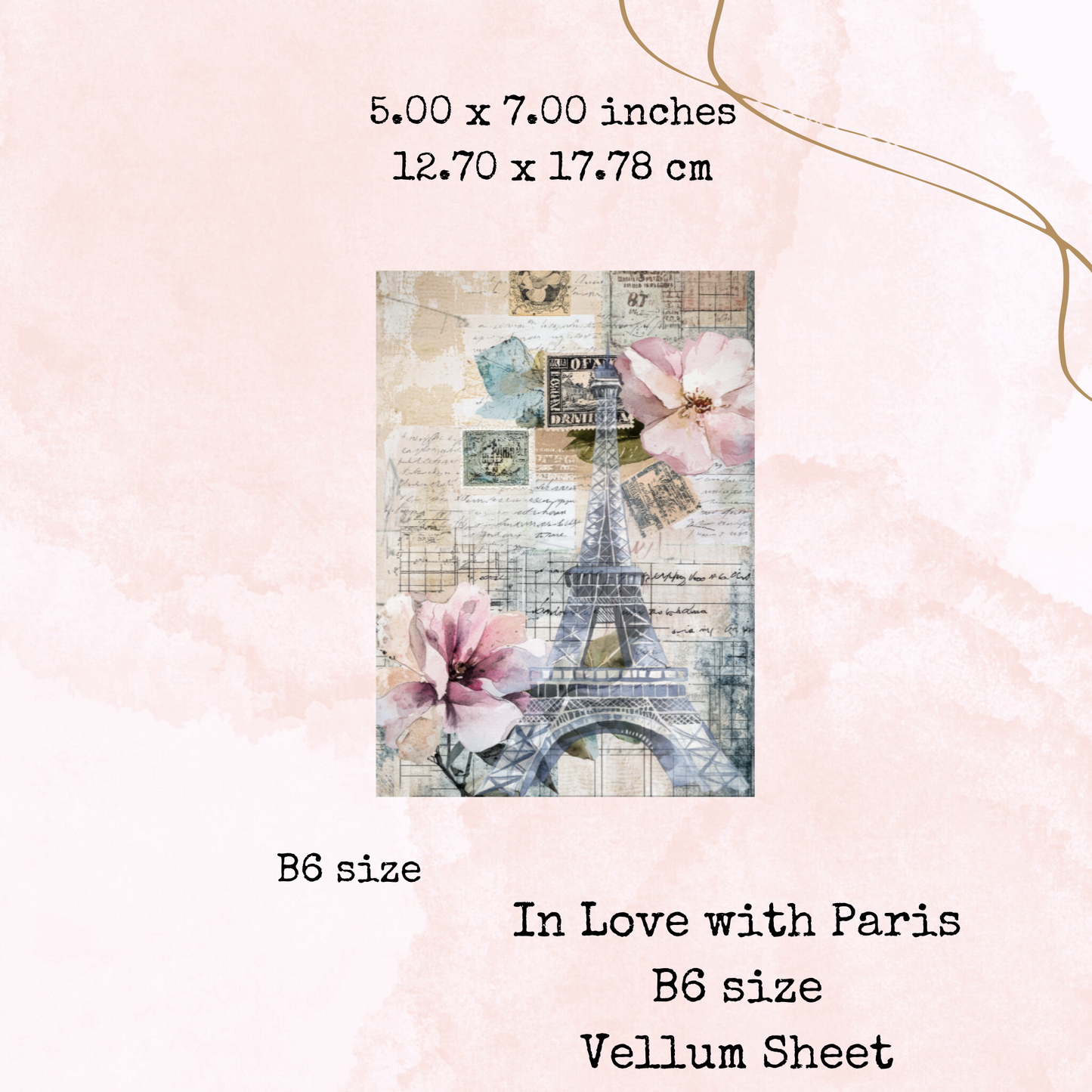 In Love with Paris - Printed Vellum - Stationery - Watercolour