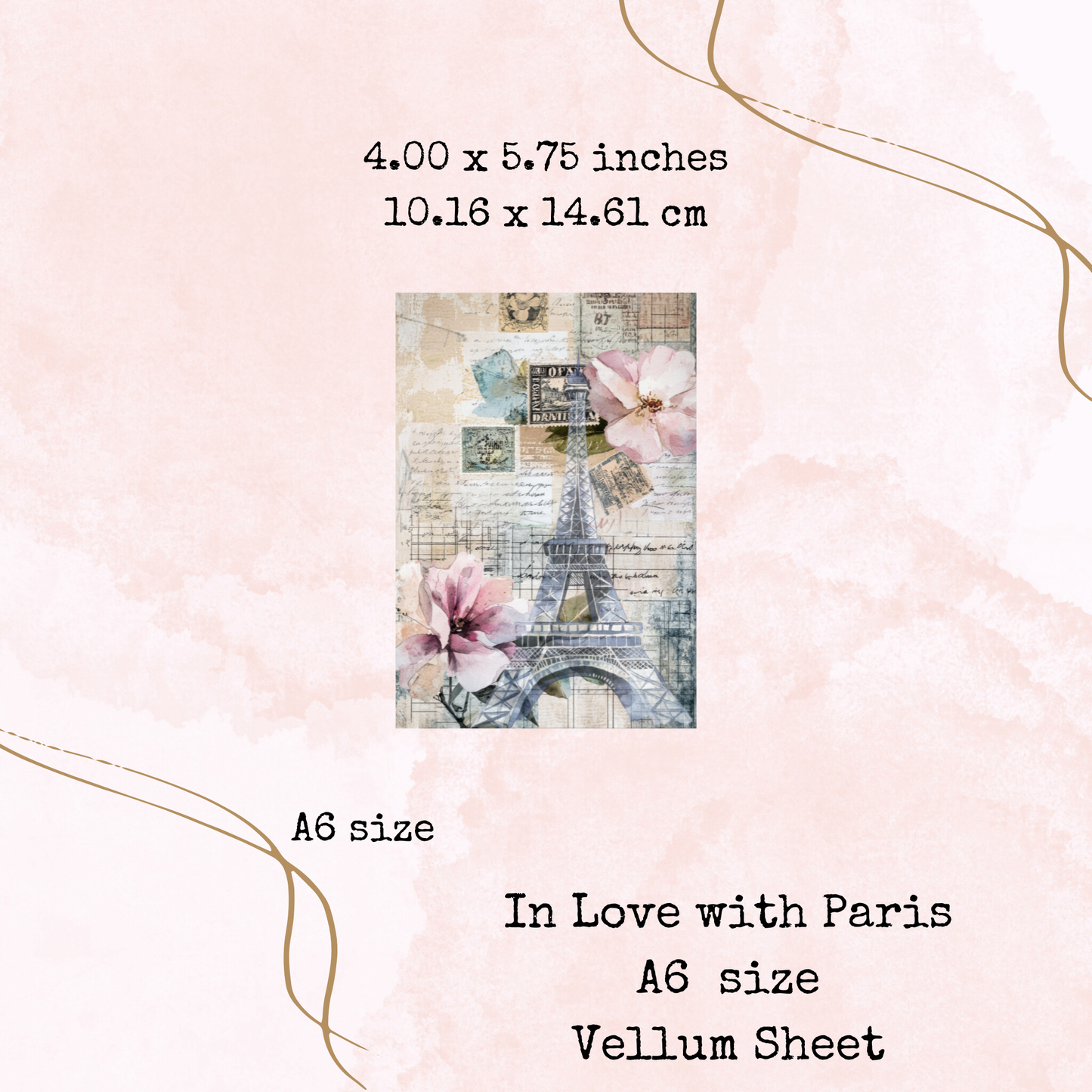 In Love with Paris - Printed Vellum - Stationery - Watercolour