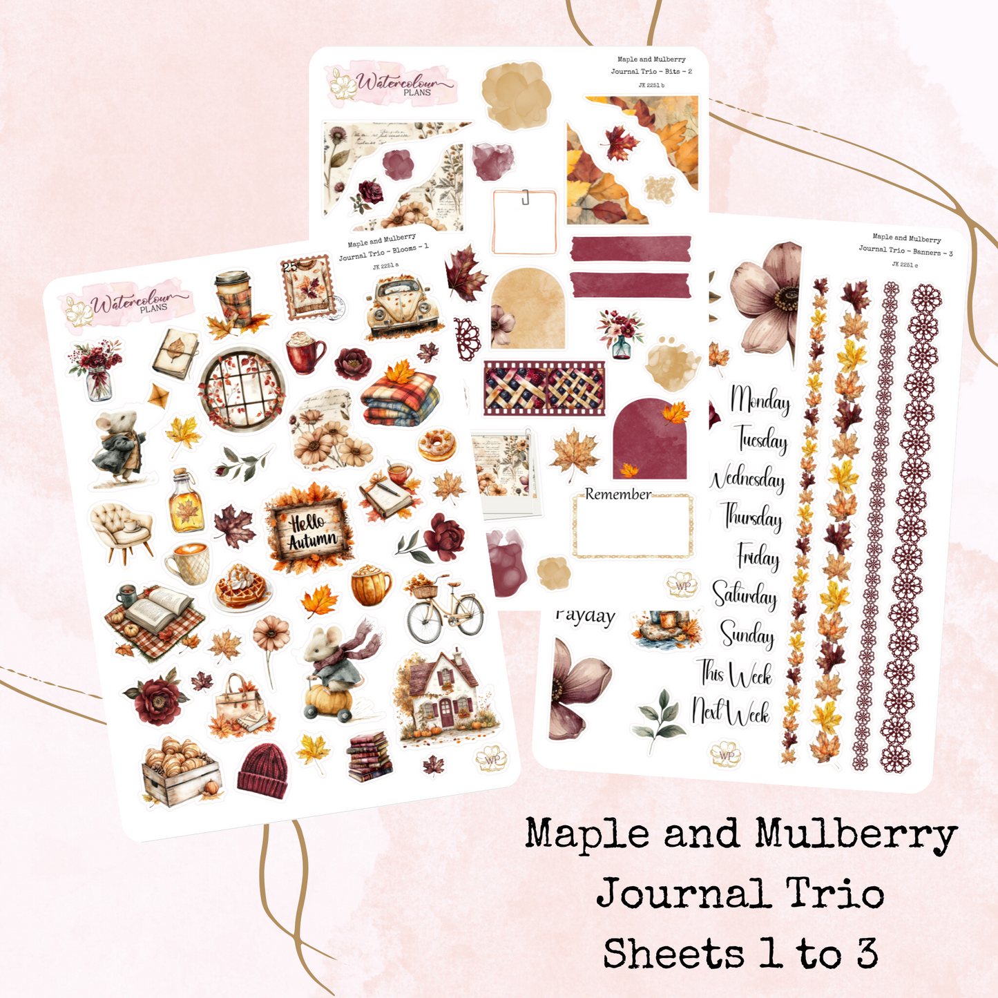 Maple and Mulberry - Journal Trio - Planner Stickers - Journal Stickers