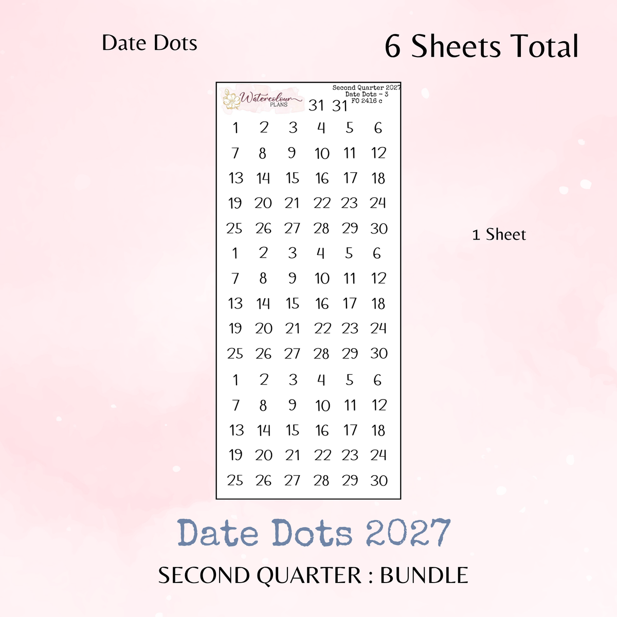Second Quarter Bundle - 2027 - Script Stickers - Days Weeks Months - Stationery
