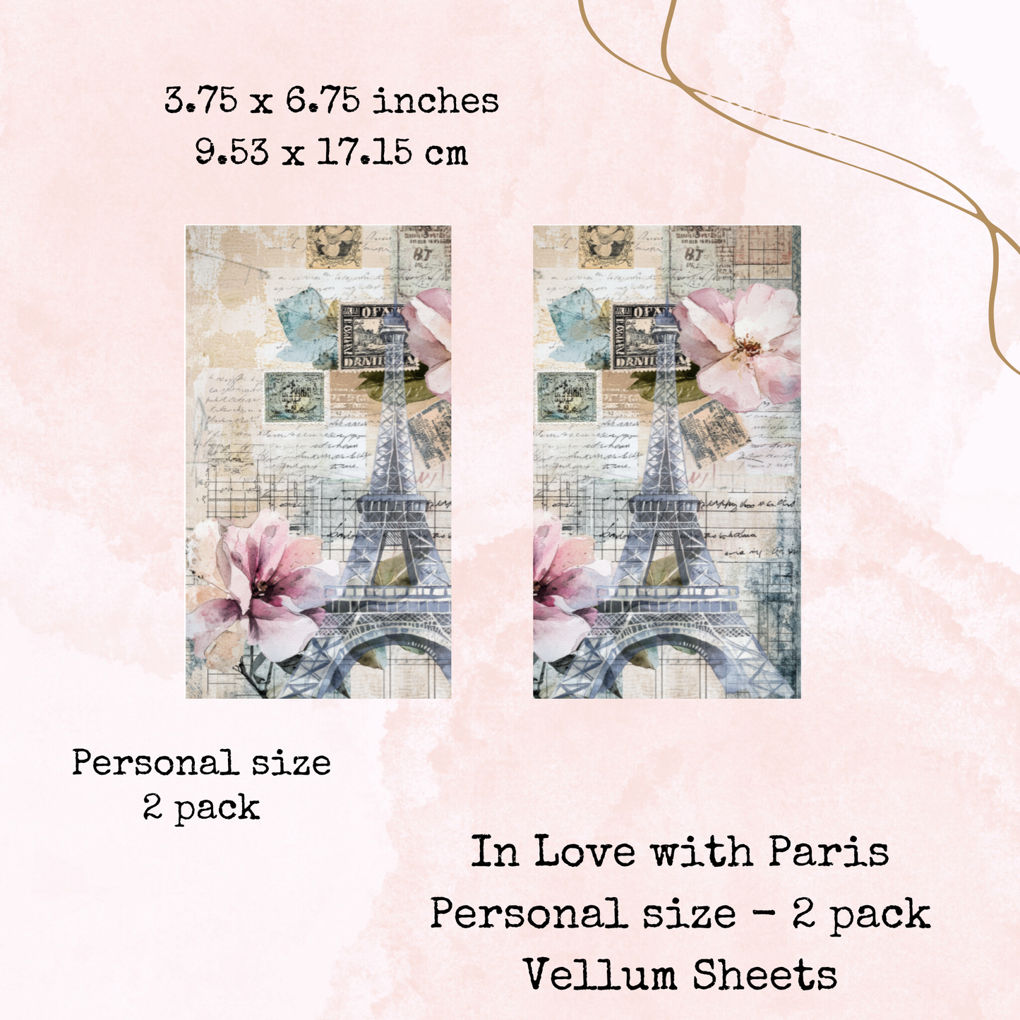 In Love with Paris - Printed Vellum - Stationery - Watercolour