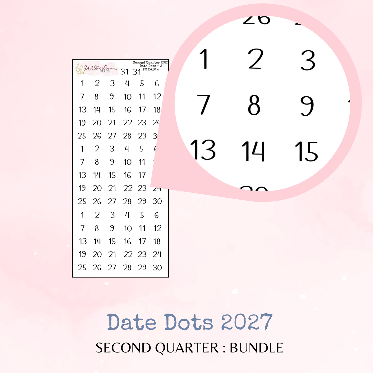 Second Quarter Bundle - 2027 - Script Stickers - Days Weeks Months - Stationery