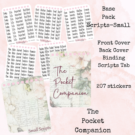 The Pocket Companion - Base Pack - Small Scripts - Sticker Sheets - Stationery - Watercolour