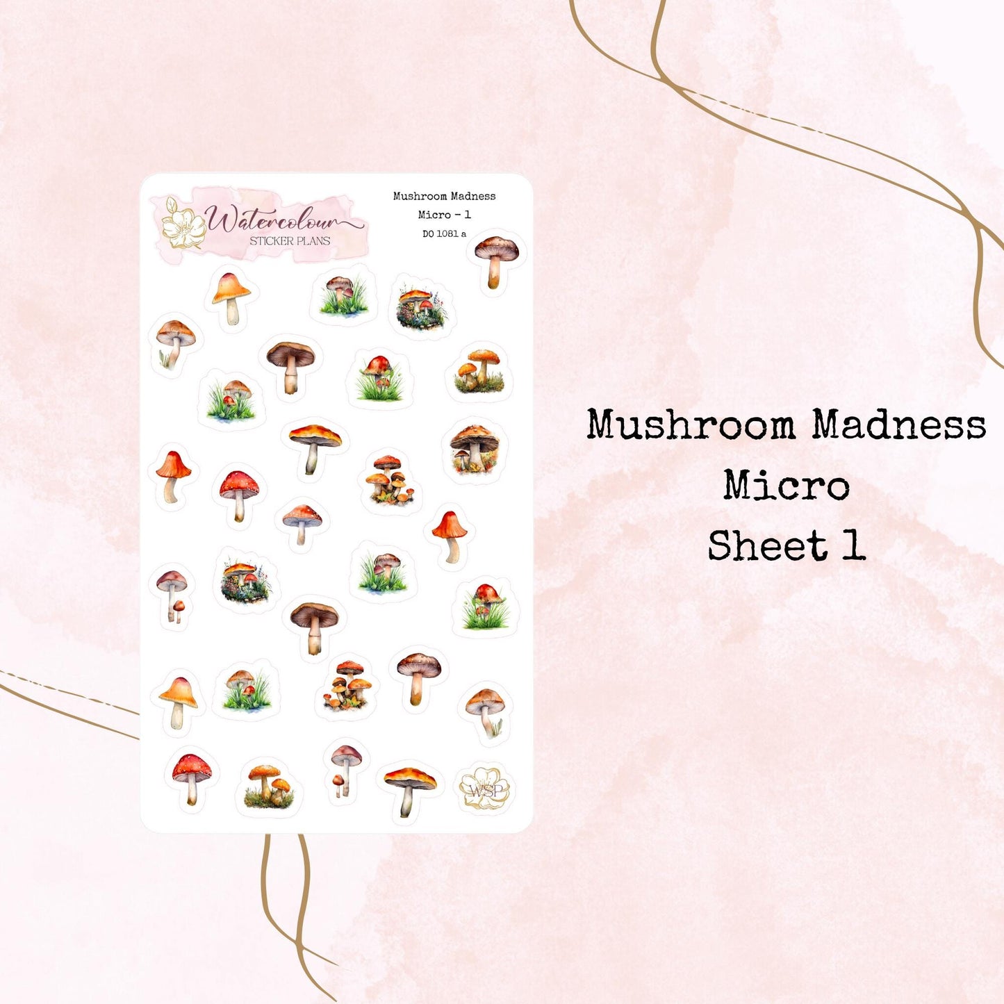 Mushroom Madness - Four Sizes - Planner and Journal Stickers - Stationery - Watercolour