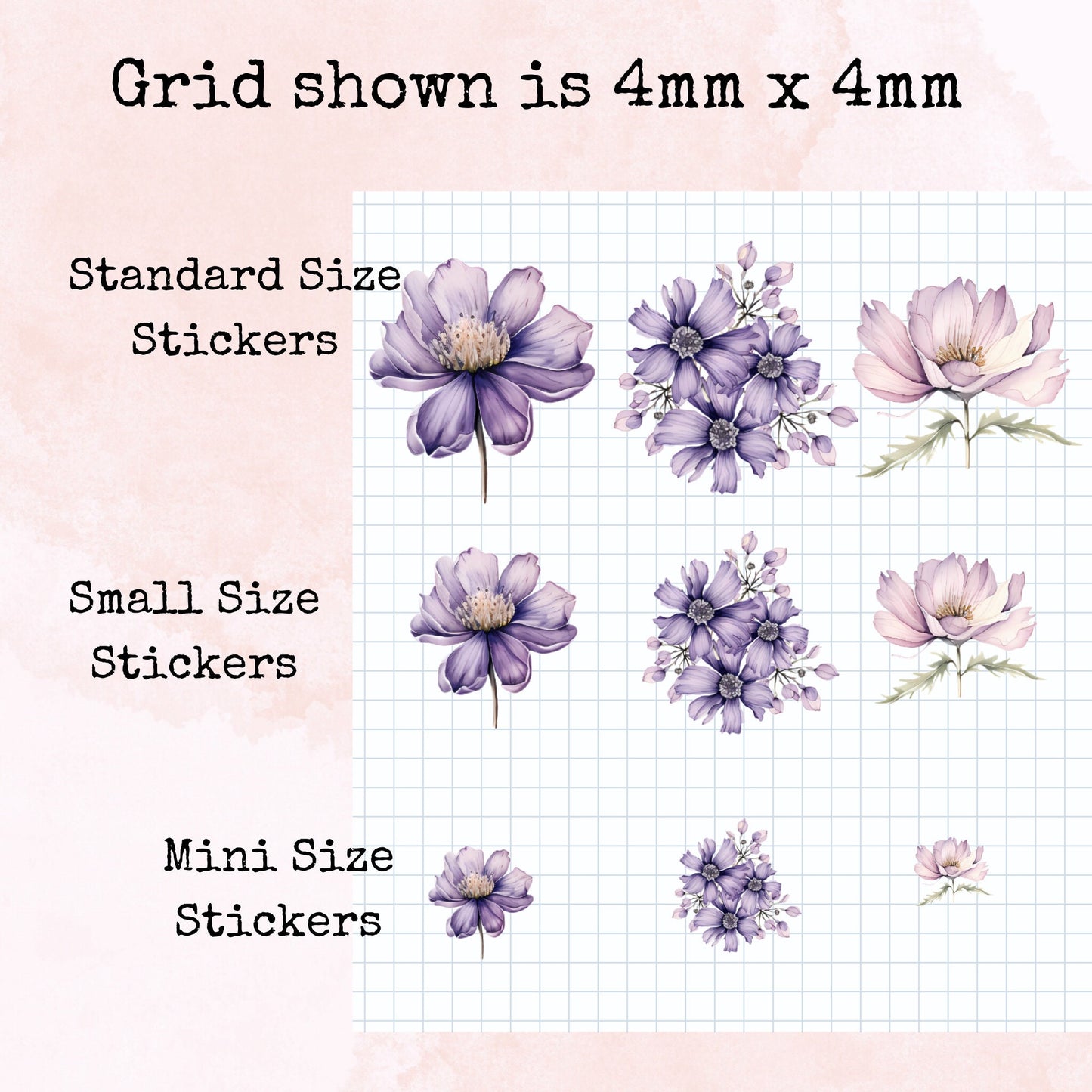 Mauve Magic - Small Size - Planner and Journal Stickers - Stationery - Watercolour