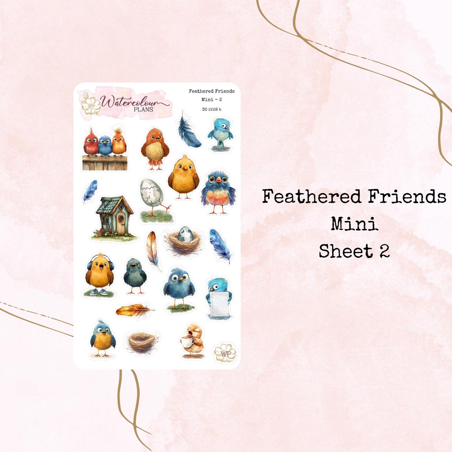 Feathered Friends - Mini Size - Planner and Journal Stickers - Stationery - Watercolour