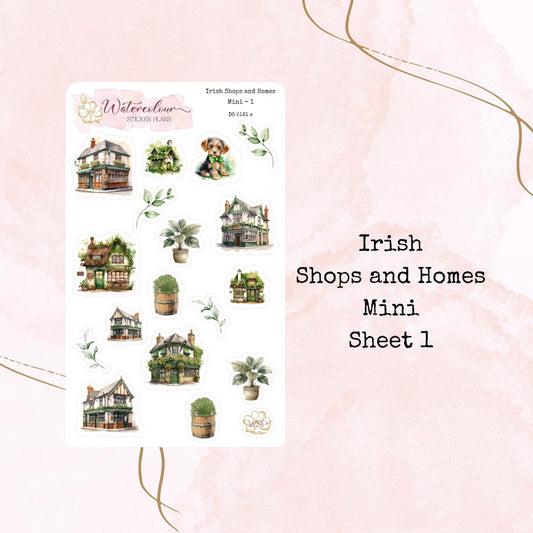 Irish Shops and Homes - Mini Size - Planner and Journal Stickers - Stationery - Watercolour