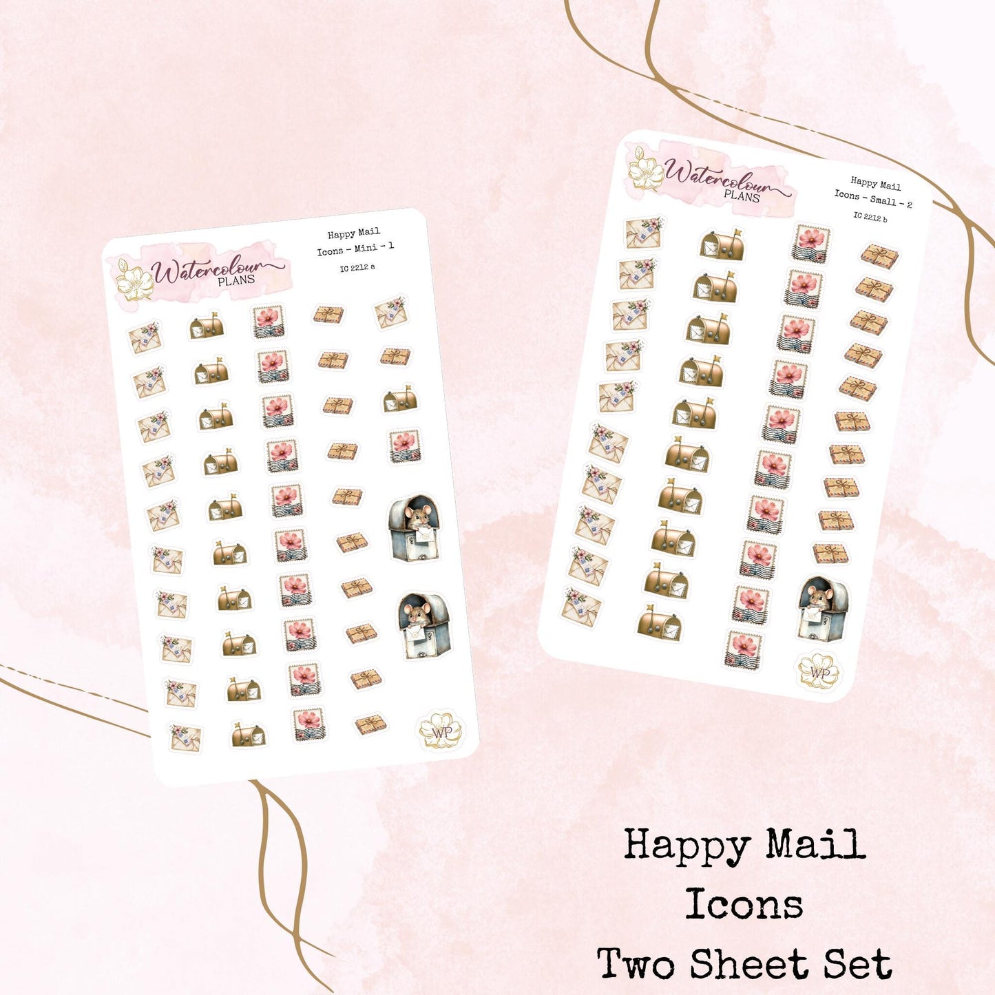 Happy Mail Icons - Two Sizes - Planner and Journal Stickers - Stationery - Watercolour