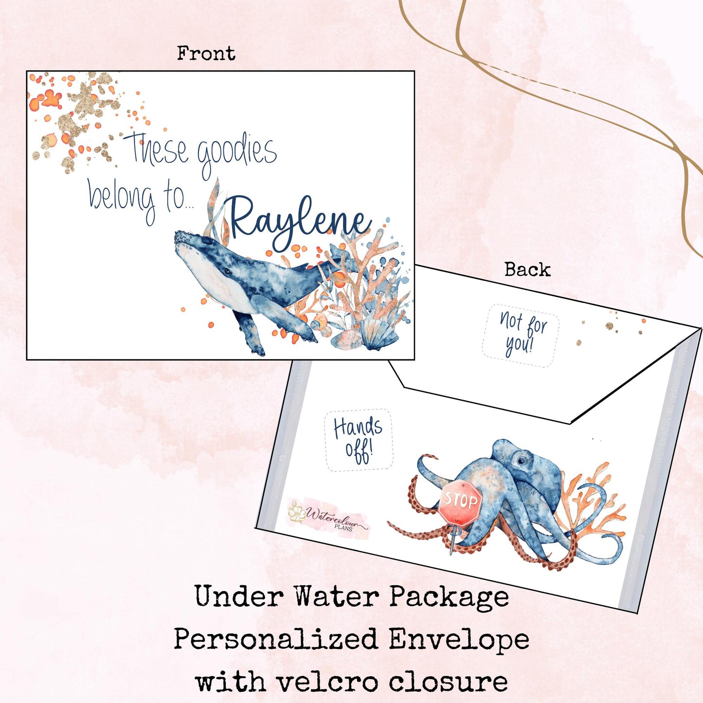 Under Water Package - Custom Plastic Envelope - Stationery - Storage - Watercolour