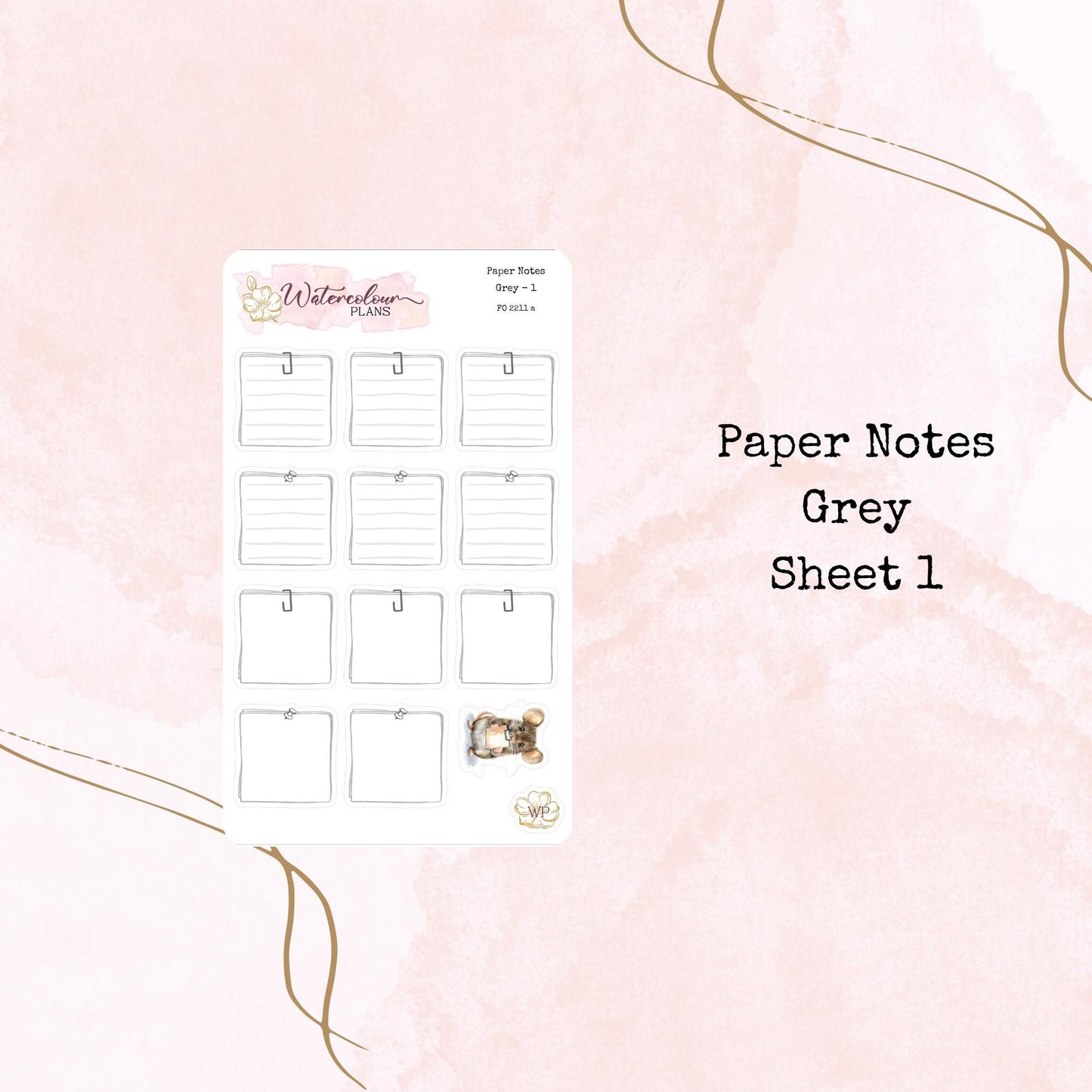 Paper Notes - Small Size - Note Stickers - Planner Stickers - Stationery - Watercolour