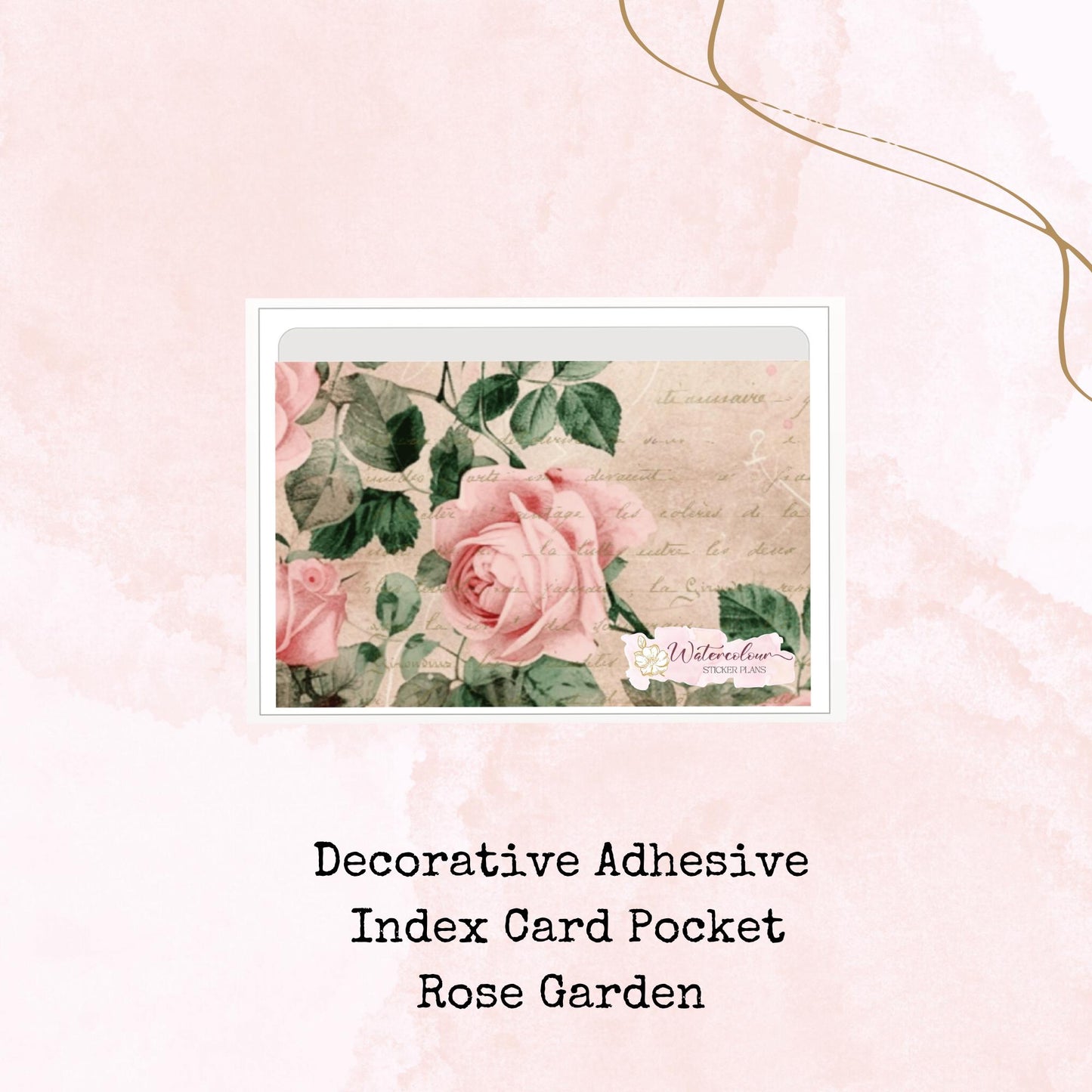 Rose Garden -Adhesive Pocket - Large Size - Stationery Supplies - Watercolour