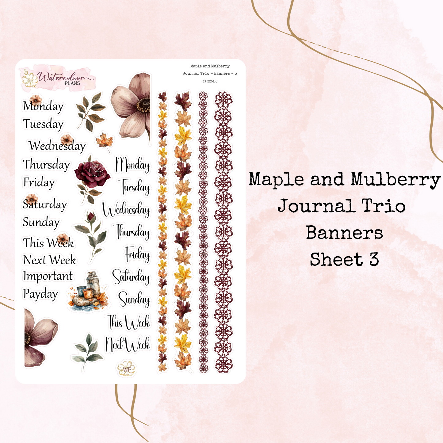 Maple and Mulberry - Journal Trio - Planner Stickers - Journal Stickers