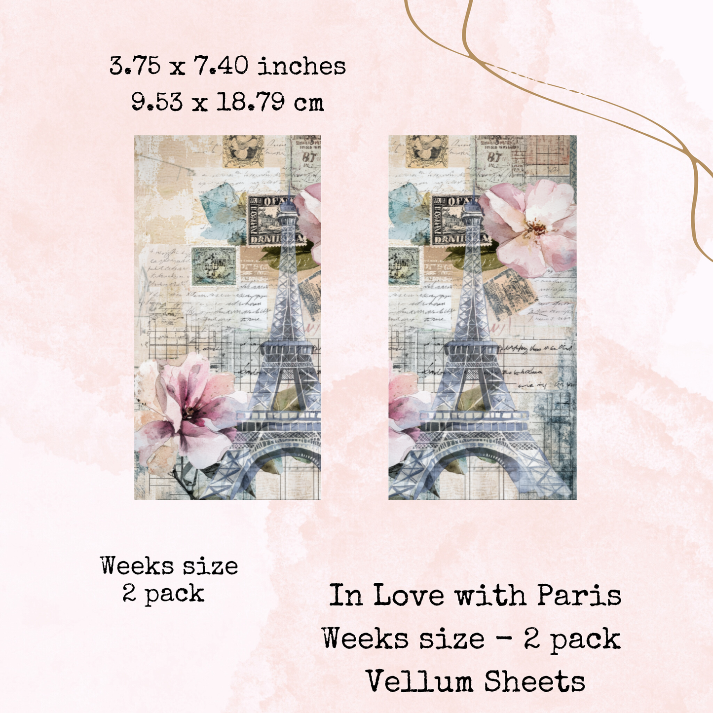 In Love with Paris - Printed Vellum - Stationery - Watercolour