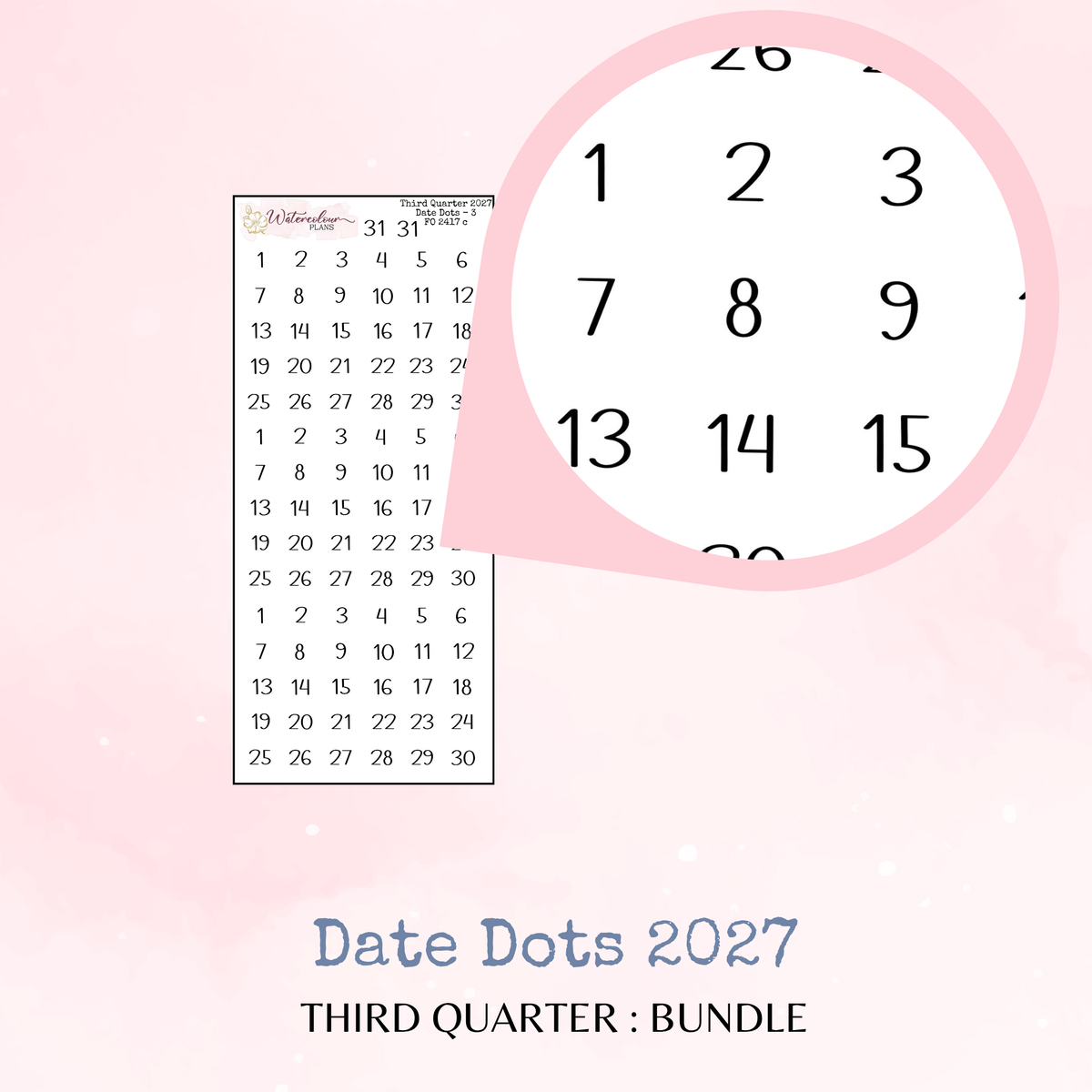 Third Quarter Bundle - 2027 - Script Stickers - Days Weeks Months - Stationery