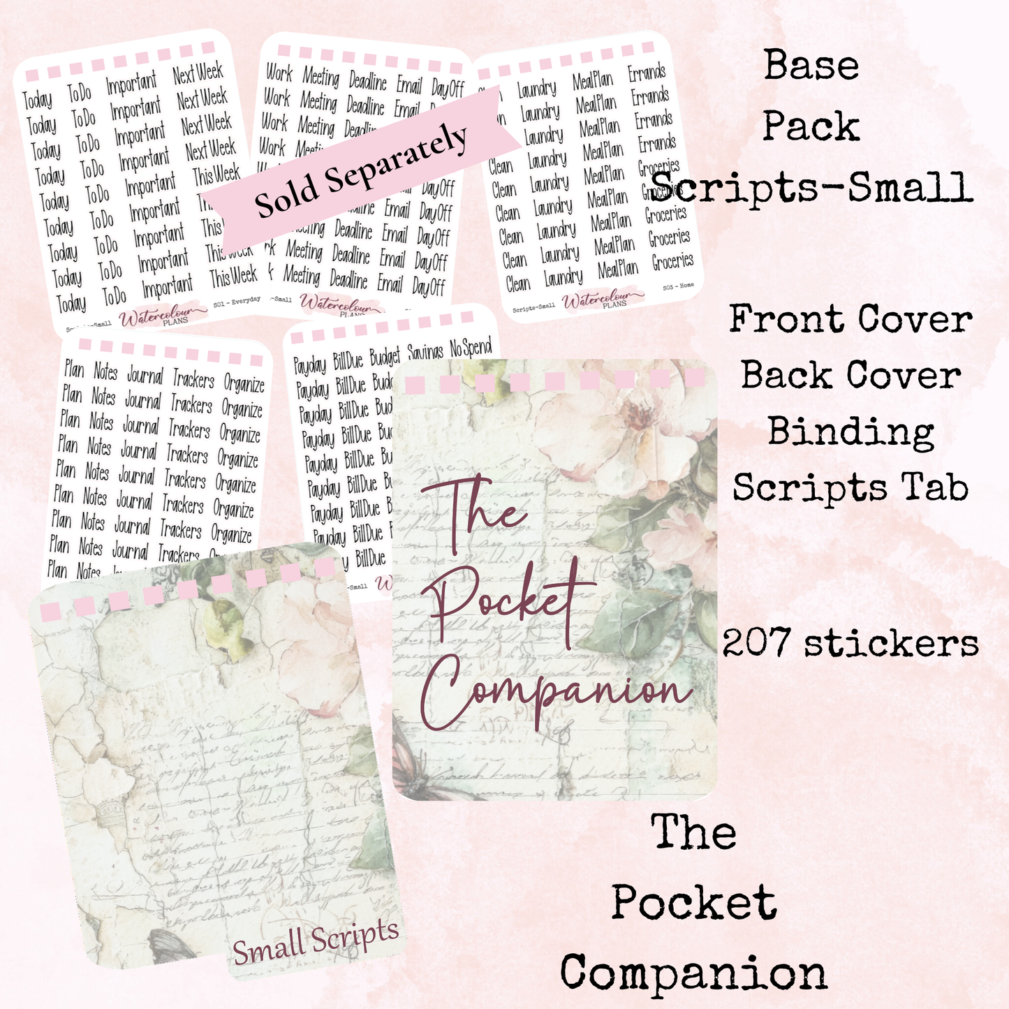 The Pocket Companion - Butterflies Pack - Butterfly Stickers - Mini and Small Size - Stationery - Watercolour