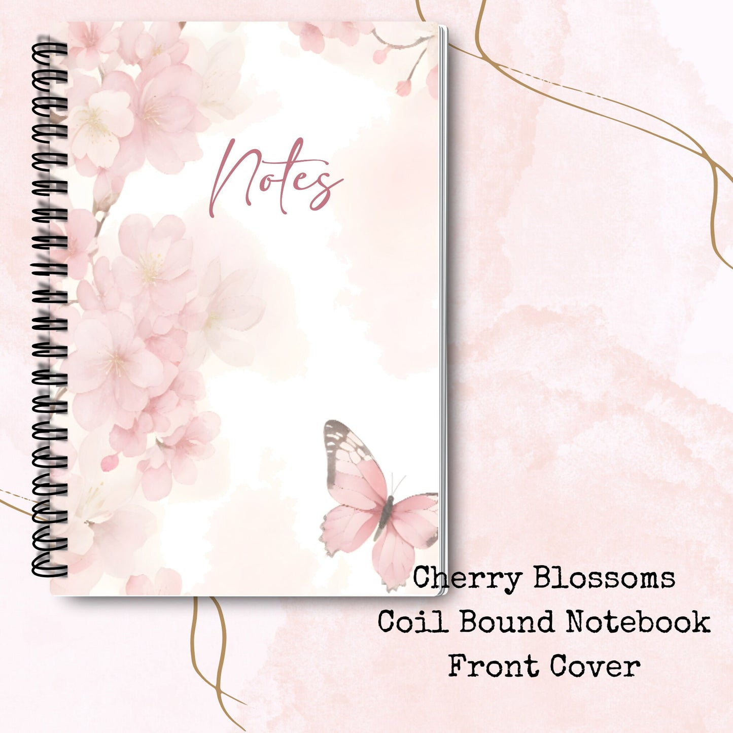 Cherry Blossoms - Notebook - Lined Paper - Stationery - Watercolour