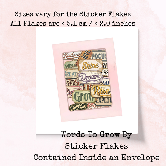 Words To Grow By - Sticker Flakes - Planner and Journal Stickers - Stationery - Watercolour
