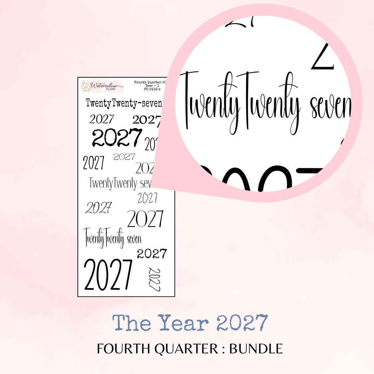 Fourth Quarter Bundle - 2027 - Script Stickers - Days Weeks Months - Stationery