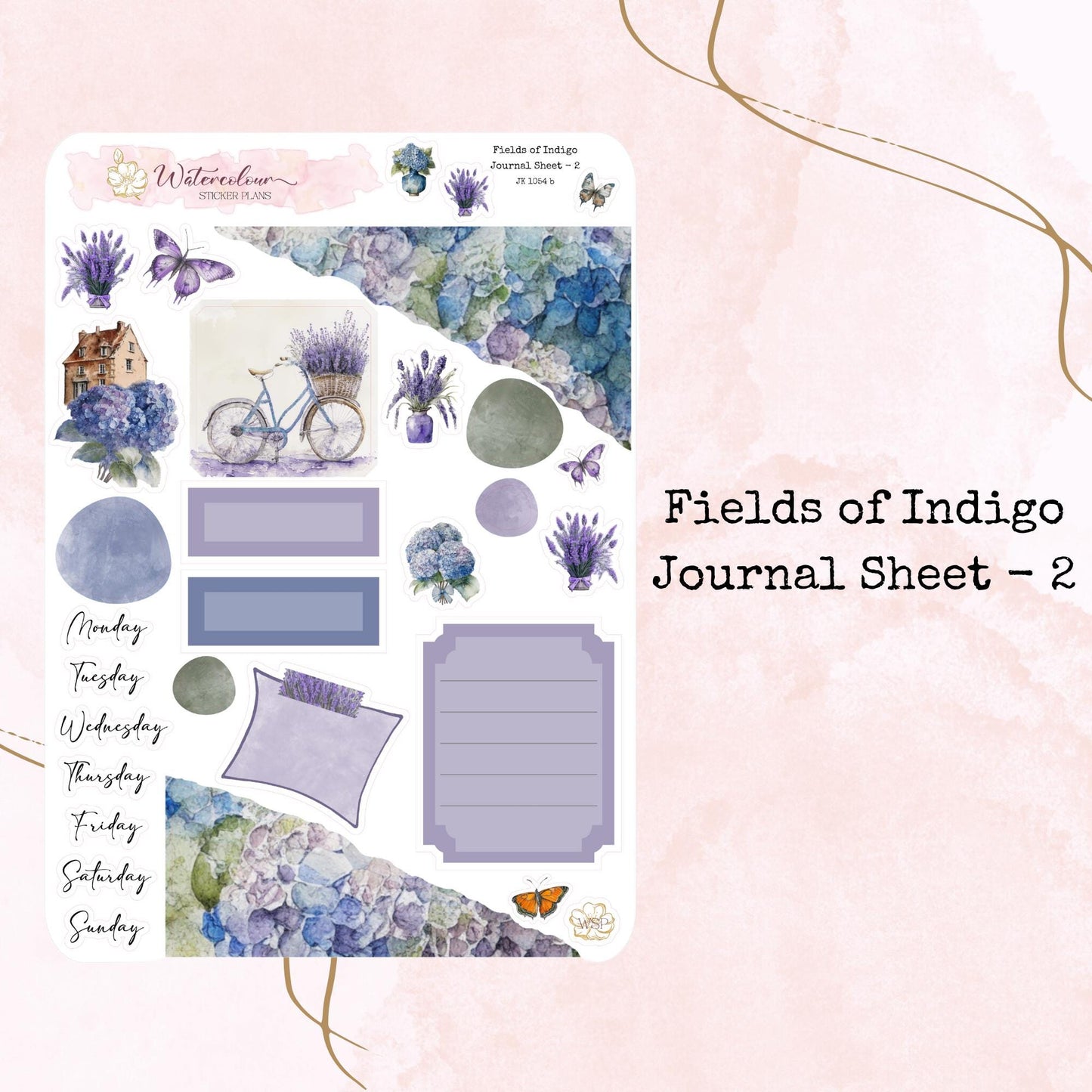 Fields of Indigo - Journal Set - Planner and Journal Stickers - Stationery - Watercolour