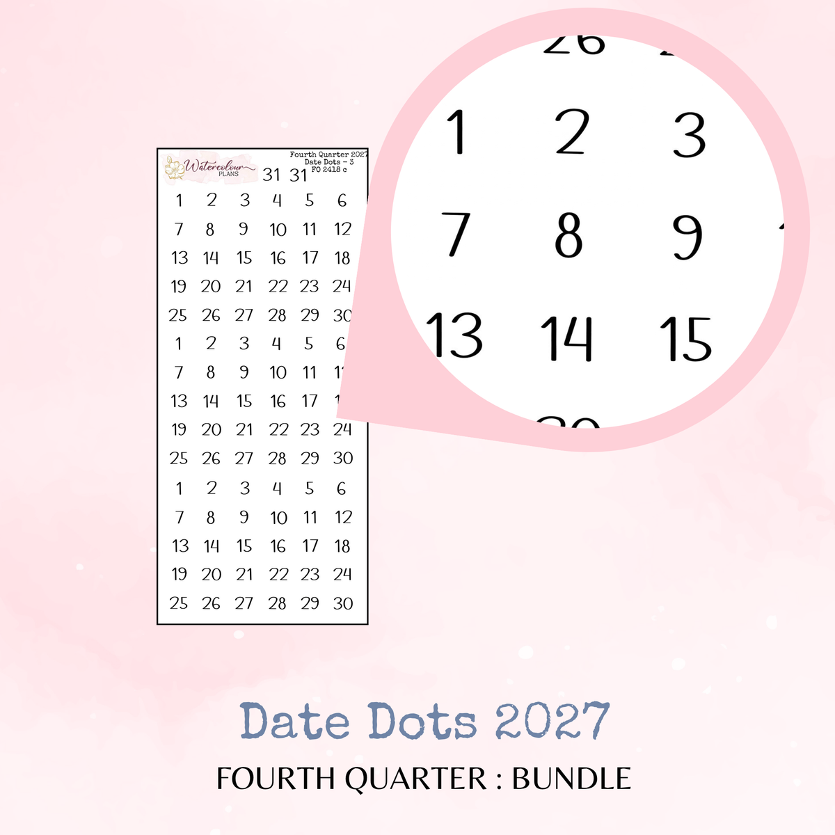 Fourth Quarter Bundle - 2027 - Script Stickers - Days Weeks Months - Stationery
