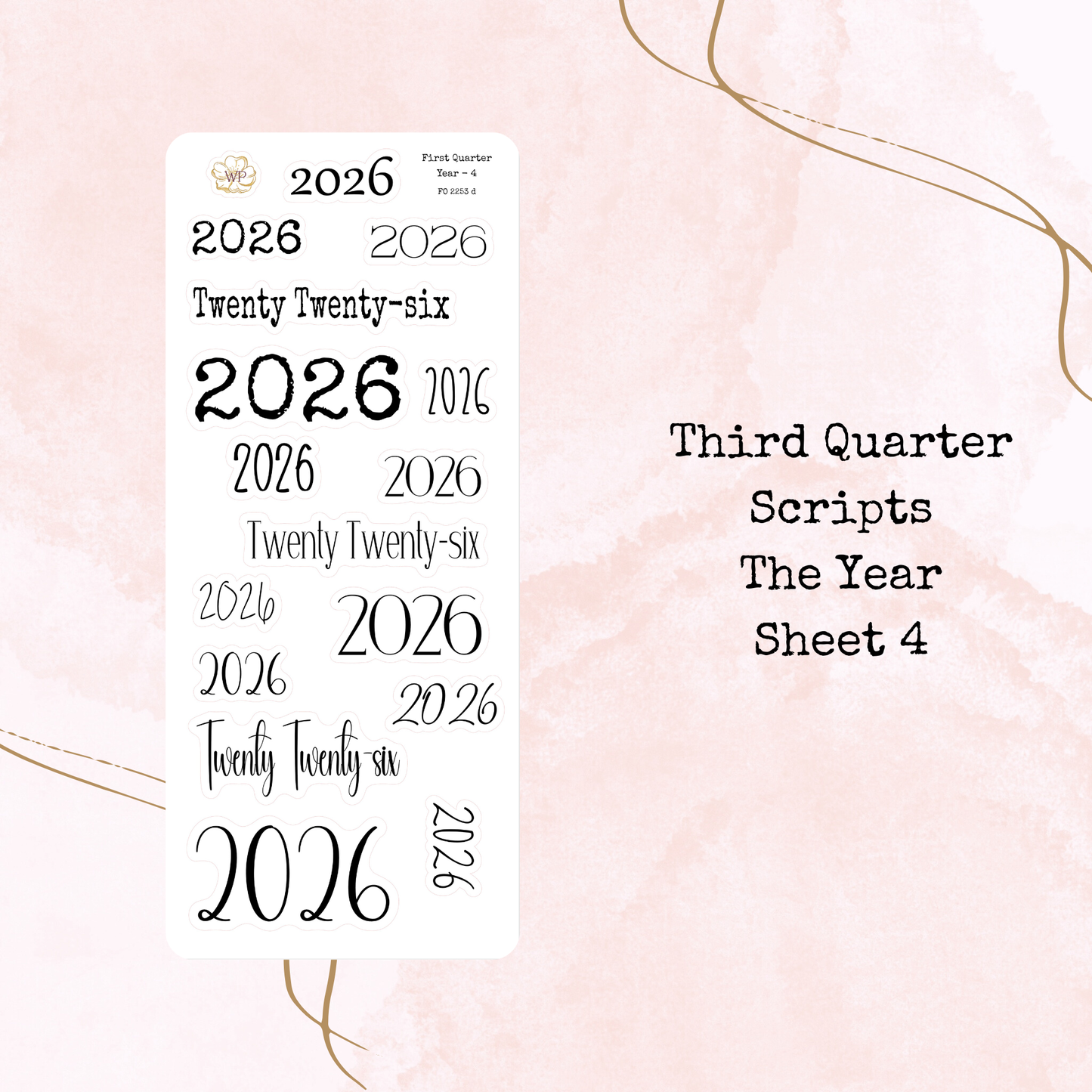 Third Quarter Bundle - 2026 - Script Stickers - Days Weeks Months - Stationery