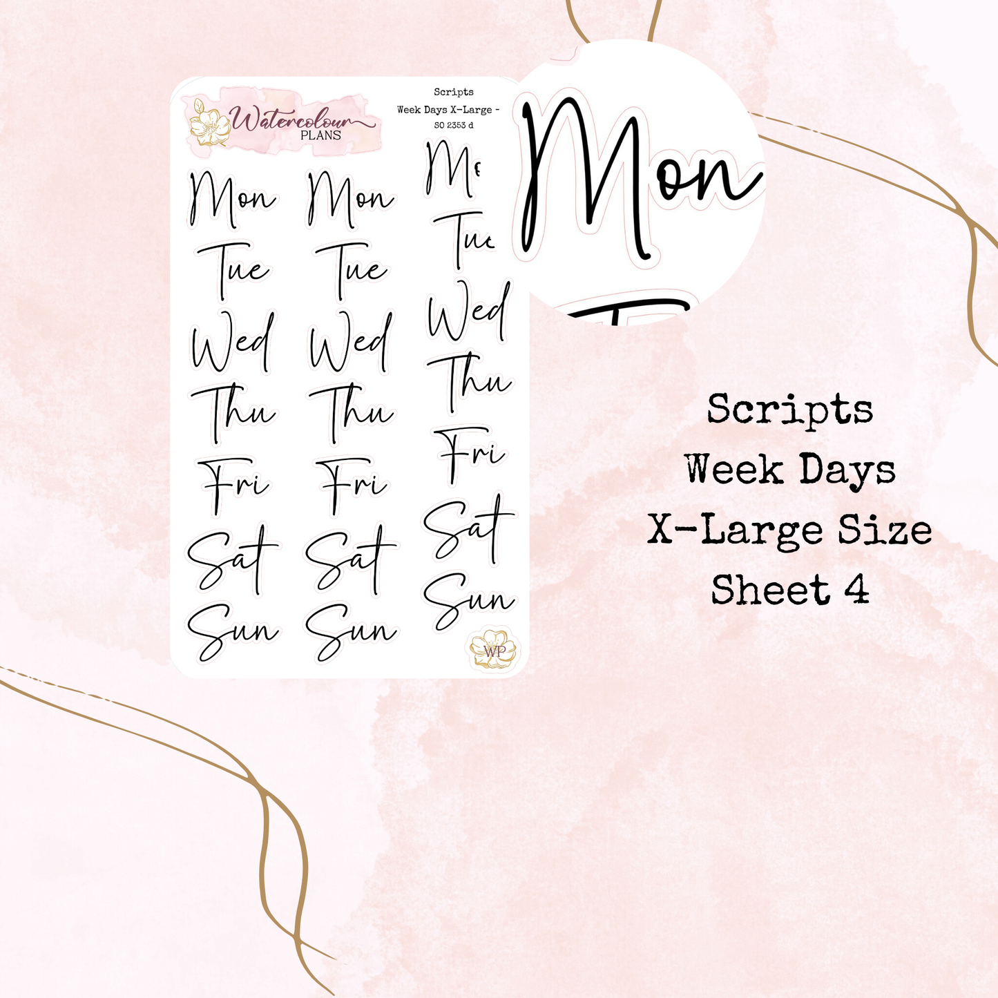 Week Days - Abbreviated Days - Four Sizes - Planner and Journal Stickers - Stationery