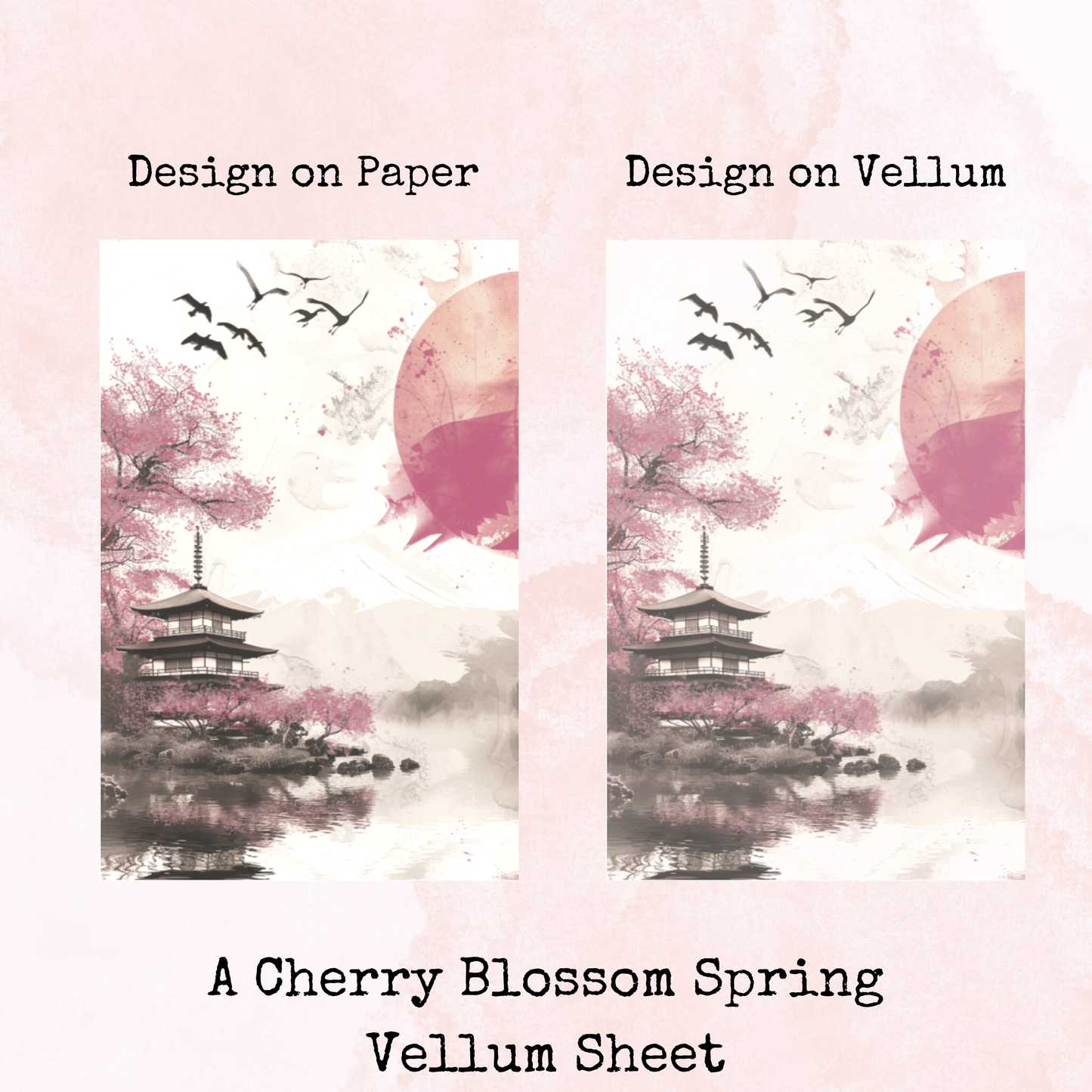 A Cherry Blossom Spring - Printed Vellum - Stationery - Watercolour