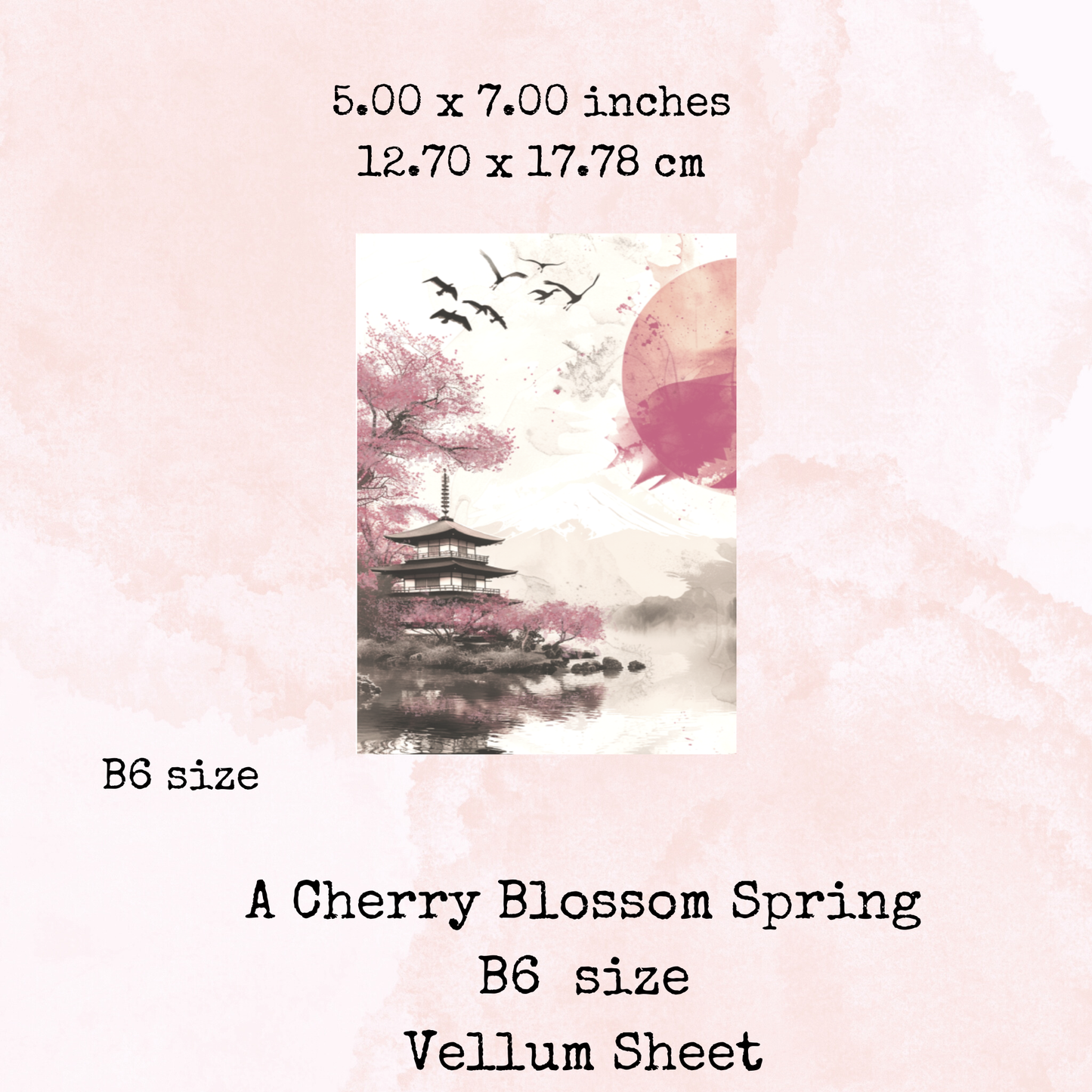 A Cherry Blossom Spring - Printed Vellum - Stationery - Watercolour