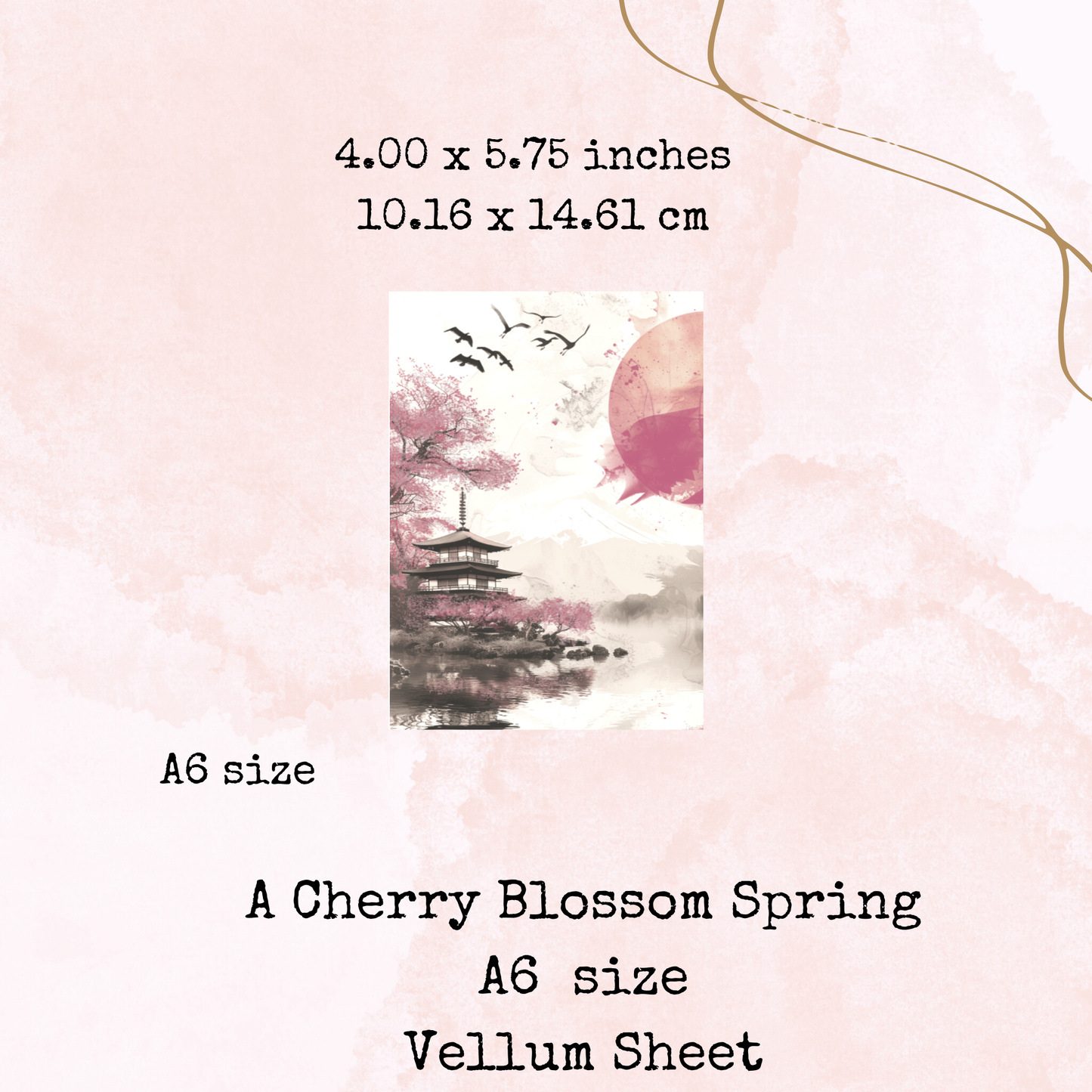 A Cherry Blossom Spring - Printed Vellum - Stationery - Watercolour