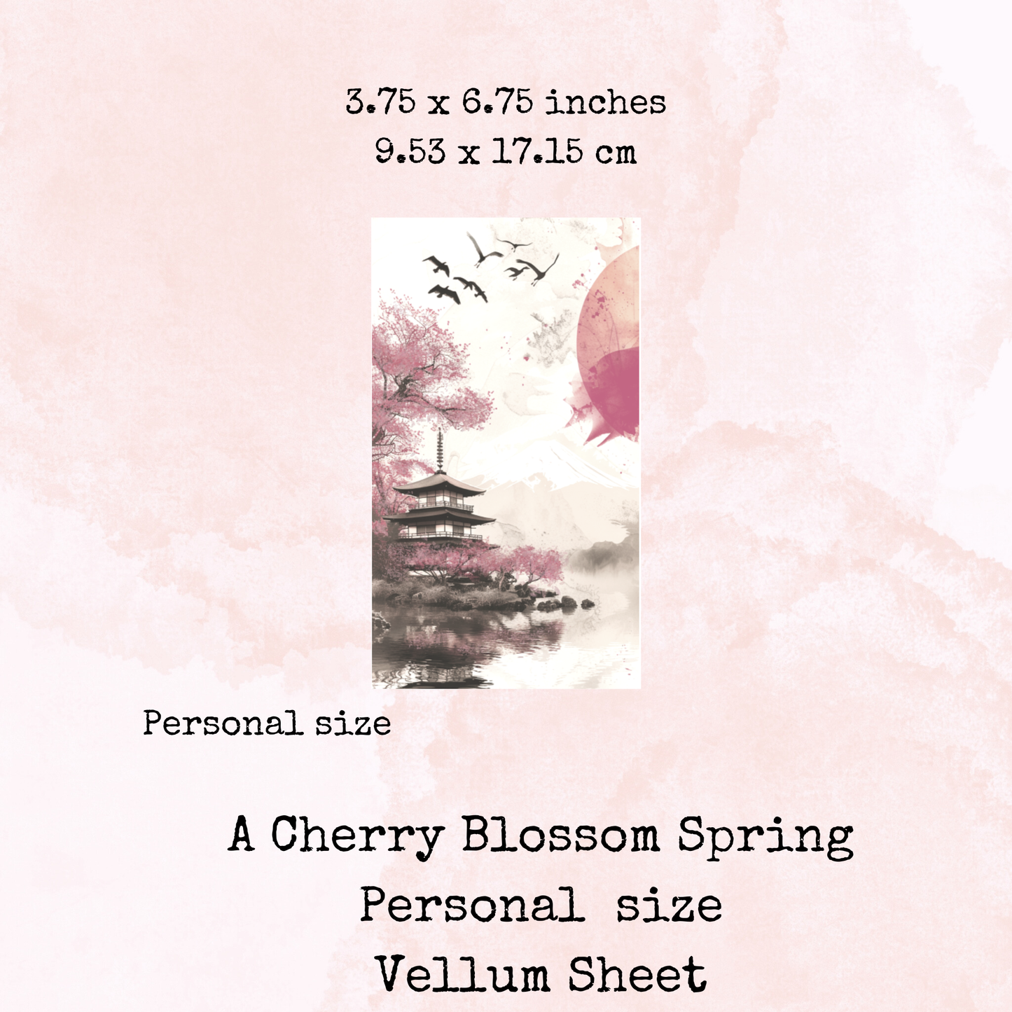 A Cherry Blossom Spring - Printed Vellum - Stationery - Watercolour