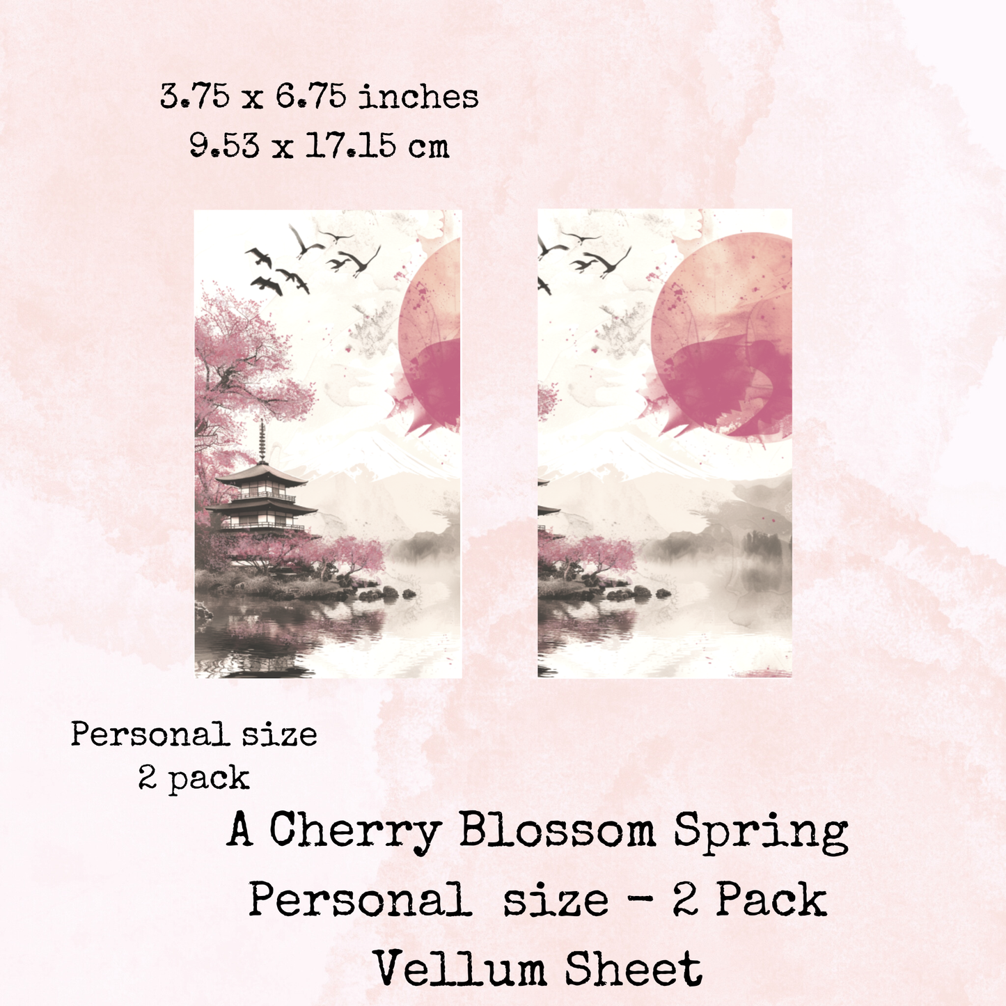 A Cherry Blossom Spring - Printed Vellum - Stationery - Watercolour