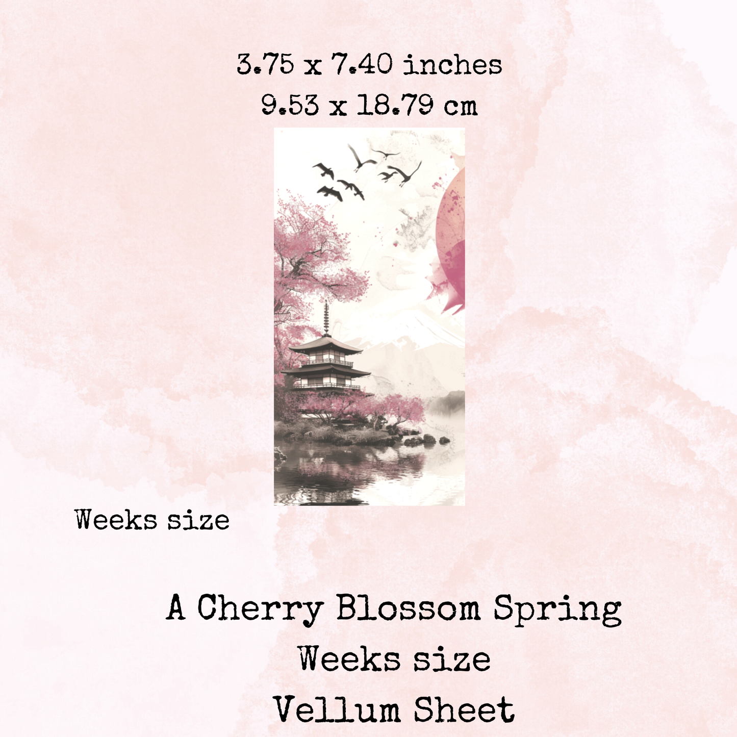 A Cherry Blossom Spring - Printed Vellum - Stationery - Watercolour
