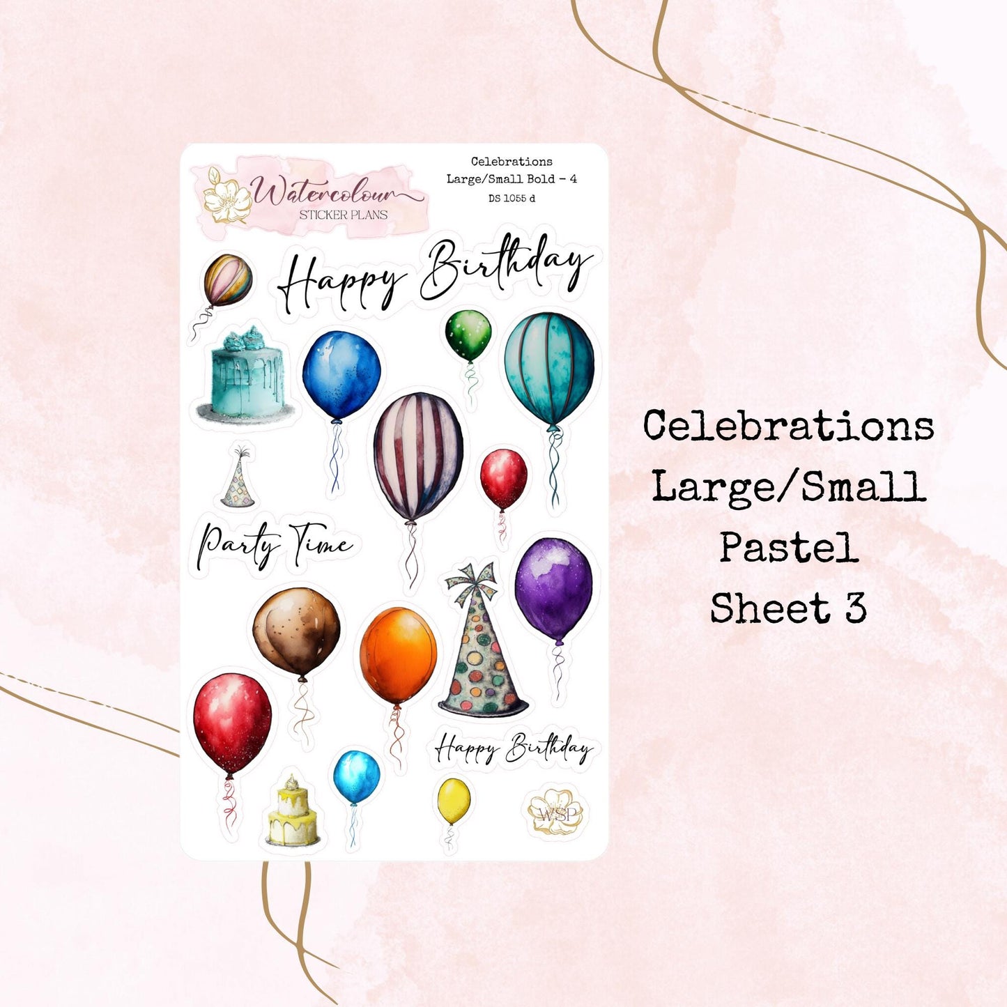 Celebrations - Four Sizes - Party Stickers - Planners and Journals - Stationery - Watercolour