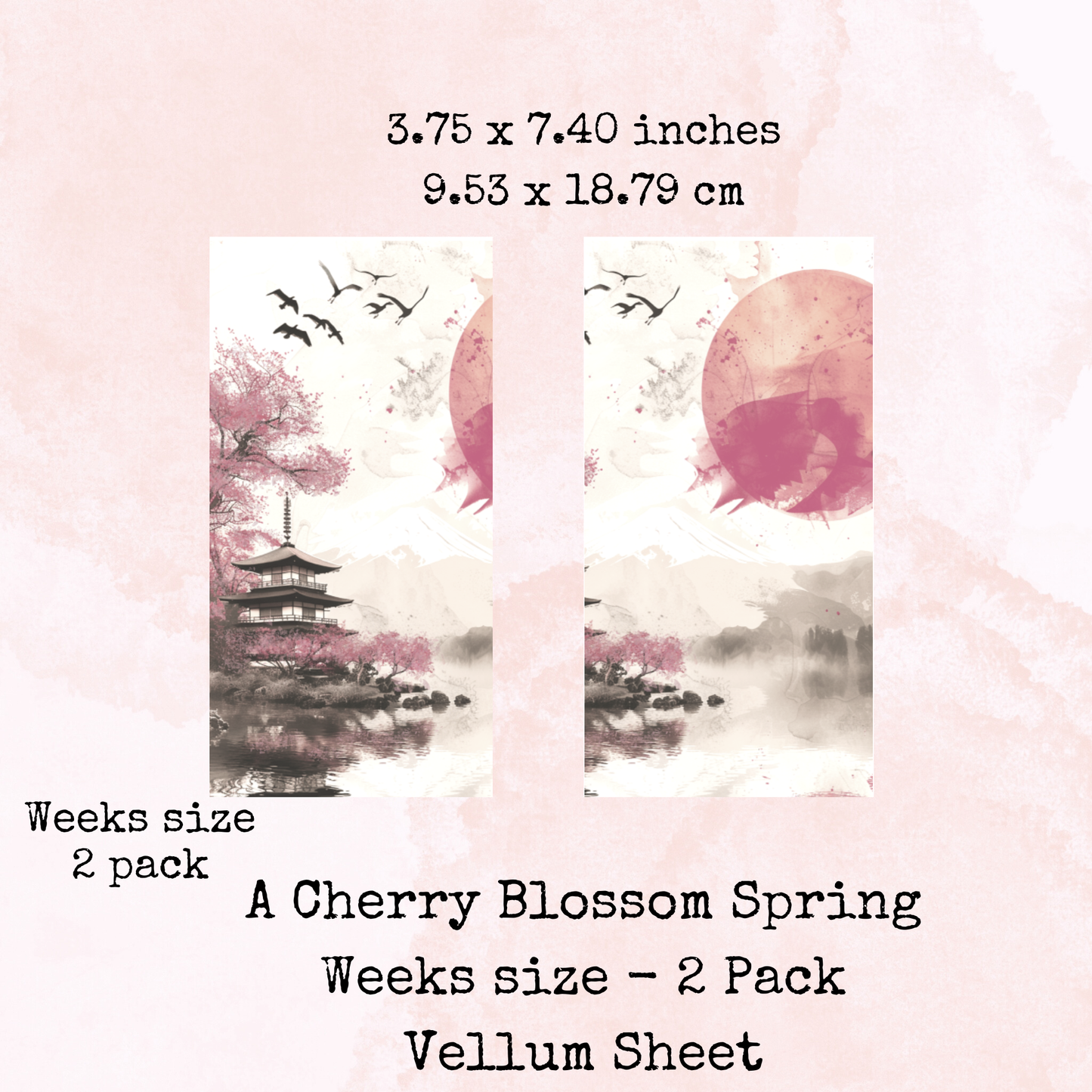 A Cherry Blossom Spring - Printed Vellum - Stationery - Watercolour