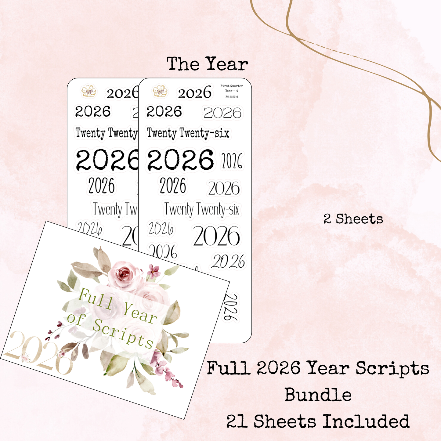 Full Year of Scripts Bundle - 2026 - Script Stickers - Days Weeks Months - Stationery