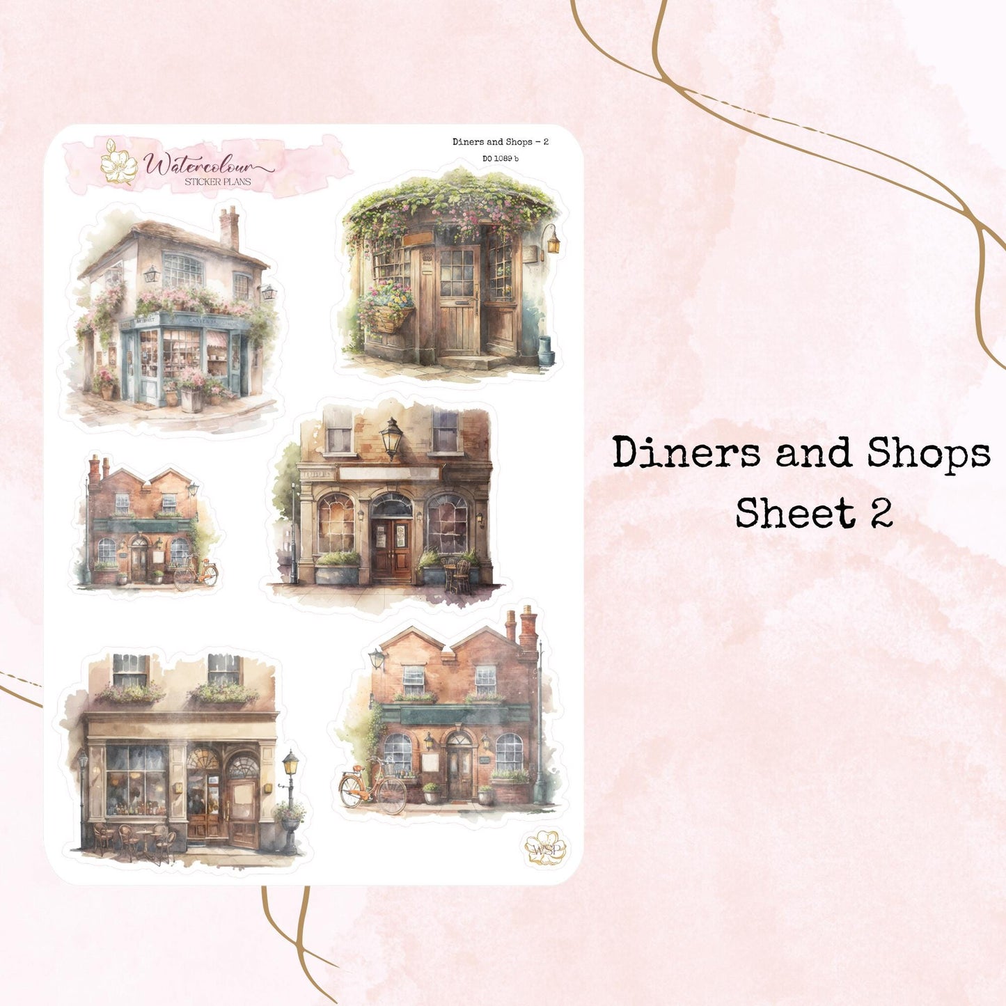 Diners and Shops – Planner and Journal Stickers – Stationery - Watercolour