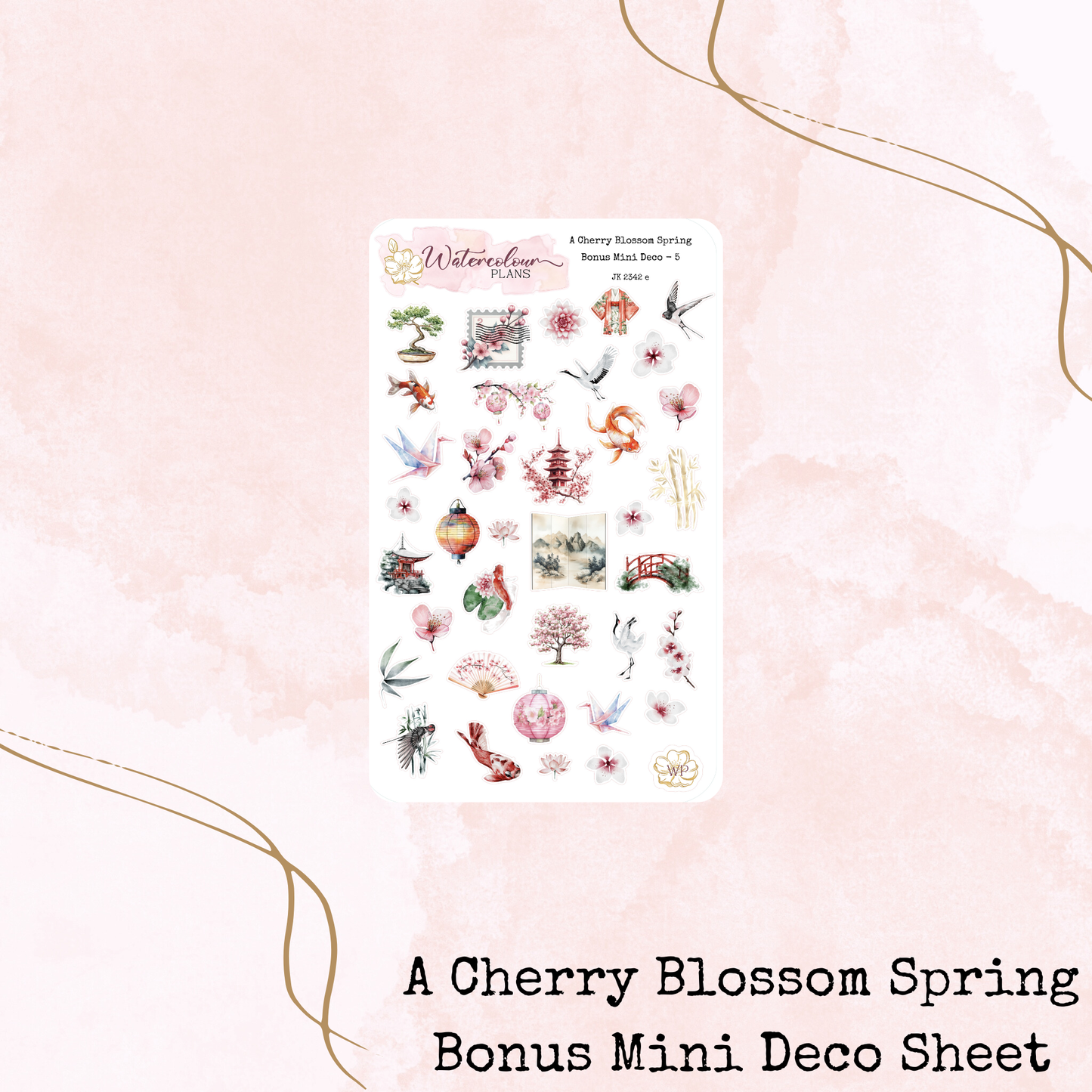 A Cherry Blossom Spring - Mini Deco Stickers - Journal Trio - Planner Stickers - Stationery - Watercolour