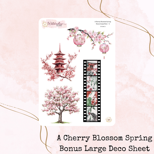 A Cherry Blossom Spring - Large Deco Stickers - Journal Trio - Planner Stickers - Stationery - Watercolour