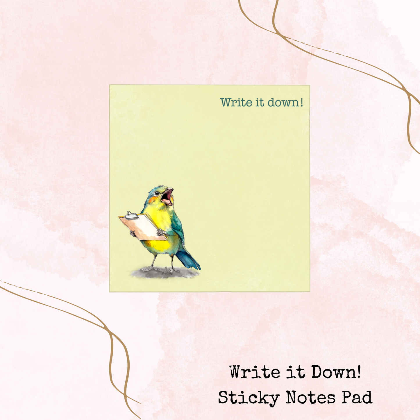 Write It Down - Sticky Notes Pad - Stationery - Watercolour