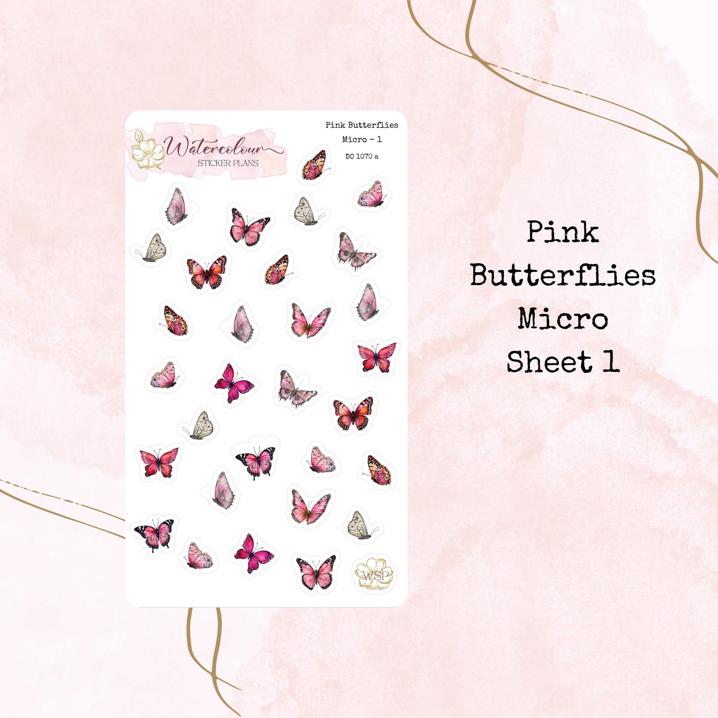Pink Butterflies - Various Sizes - Planner and Journal Stickers - Stationery - Watercolour