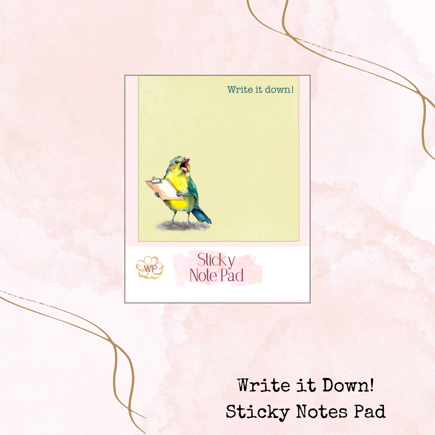 Write It Down - Sticky Notes Pad - Stationery - Watercolour