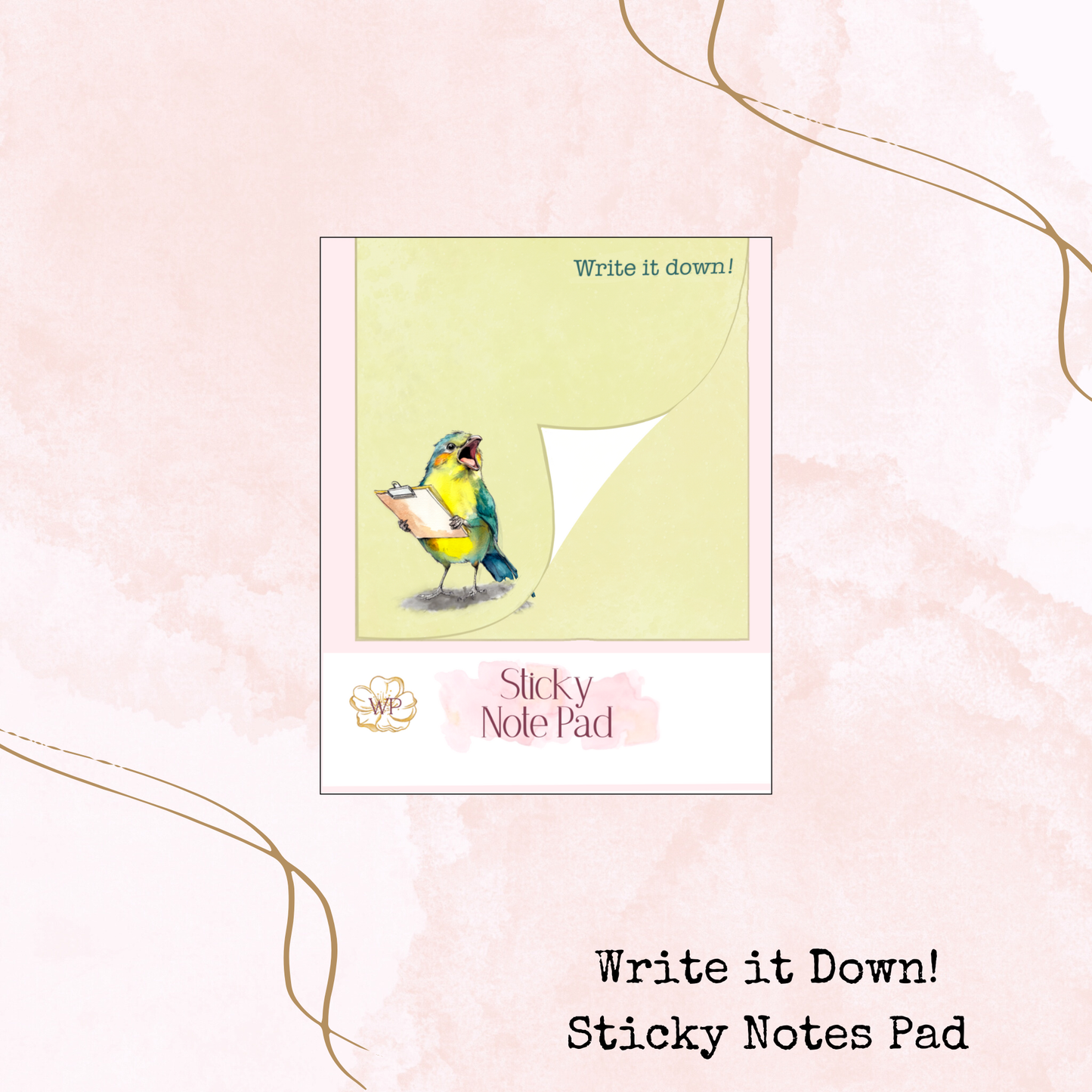 Write It Down - Sticky Notes Pad - Stationery - Watercolour