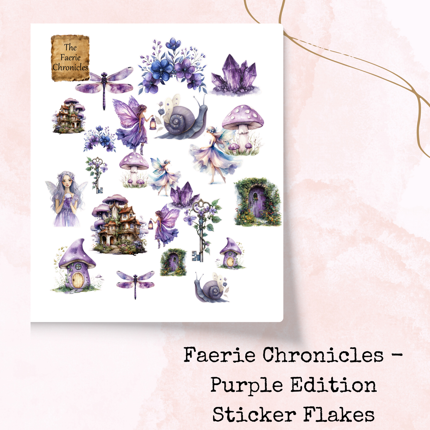 The Faerie Chonicles Purple Edition - Sticker Flakes - Planner and Journal Stickers - Stationery - Watercolour