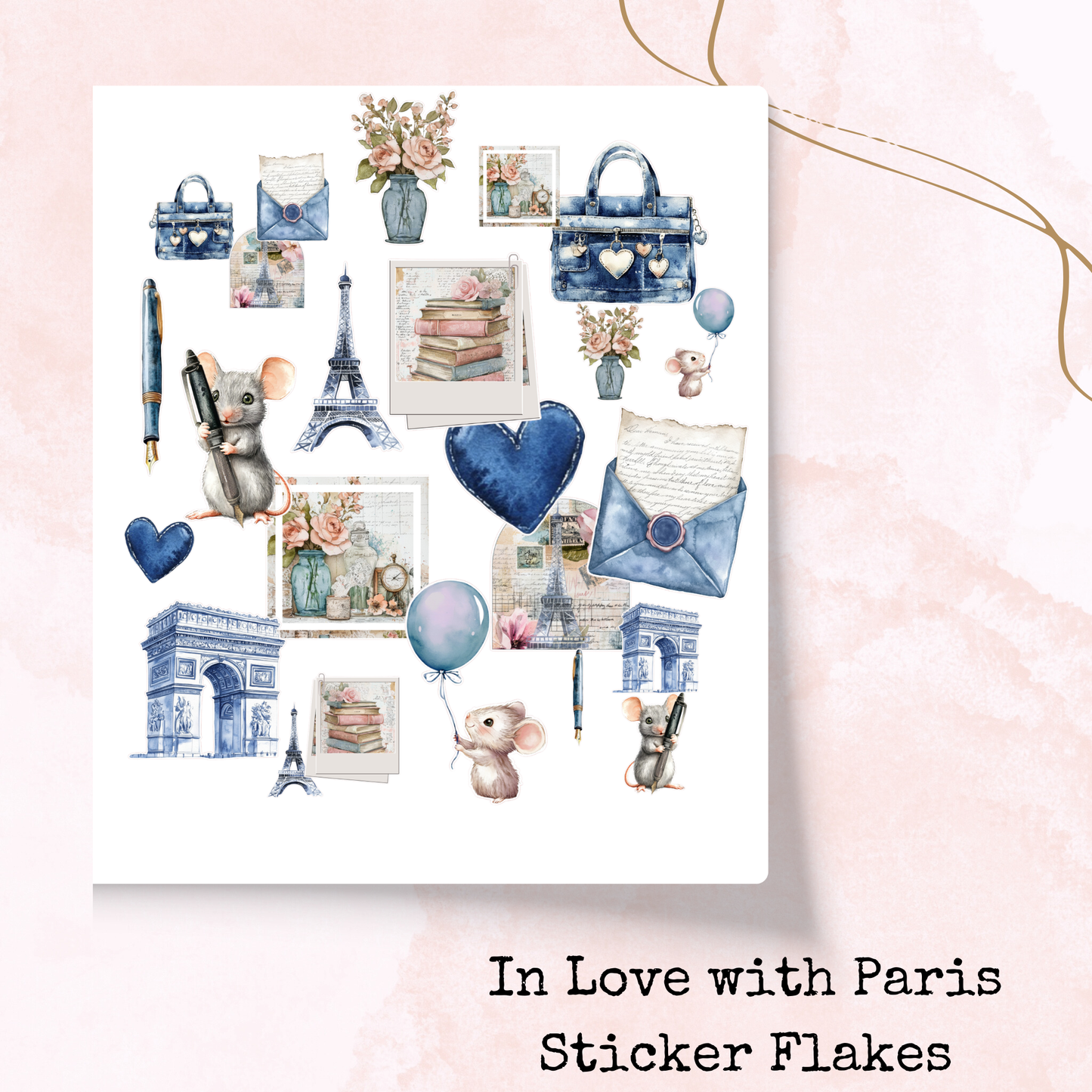 In Love with Paris - Sticker Flakes - Planner and Journal Stickers - Stationery - Watercolour