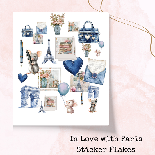 In Love with Paris - Sticker Flakes - Planner and Journal Stickers - Stationery - Watercolour