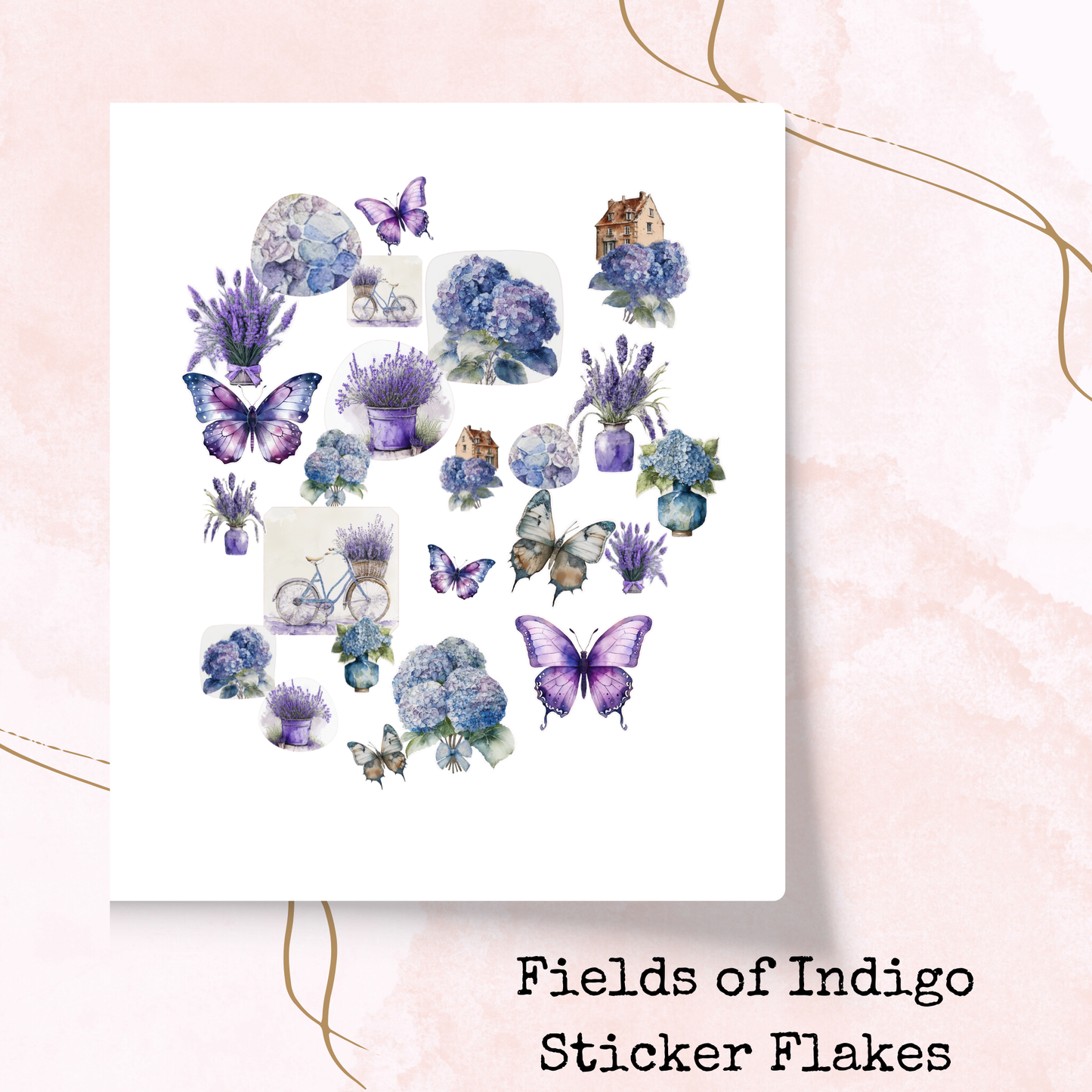 Fields of Indigo - Sticker Flakes - Planner and Journal Stickers - Stationery - Watercolour
